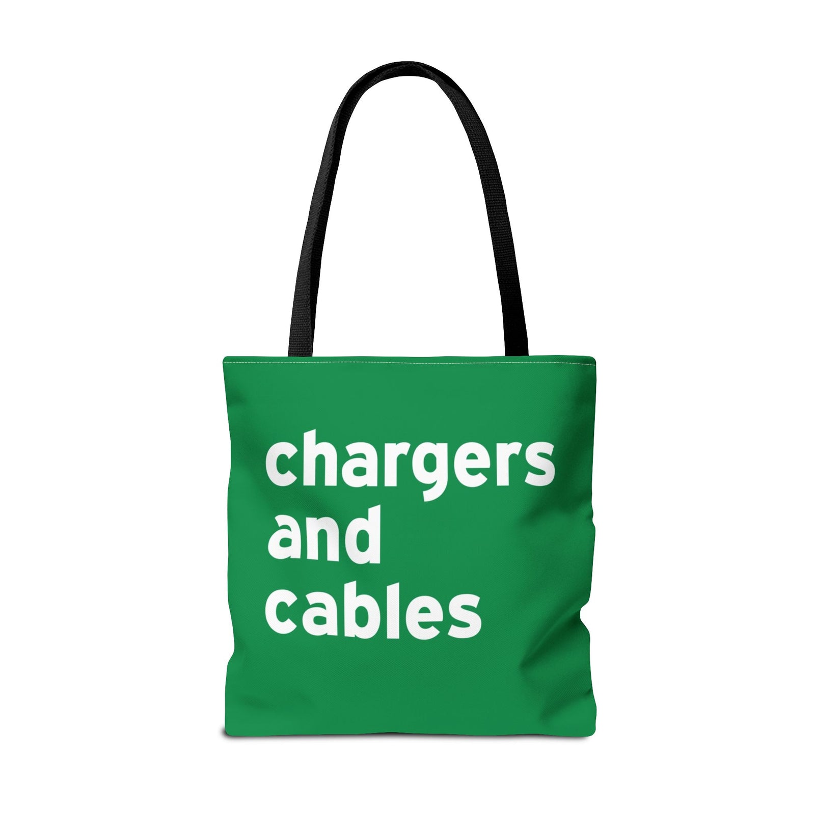 Chargers And Cables Tote Bag — Printed Green Travel Tote