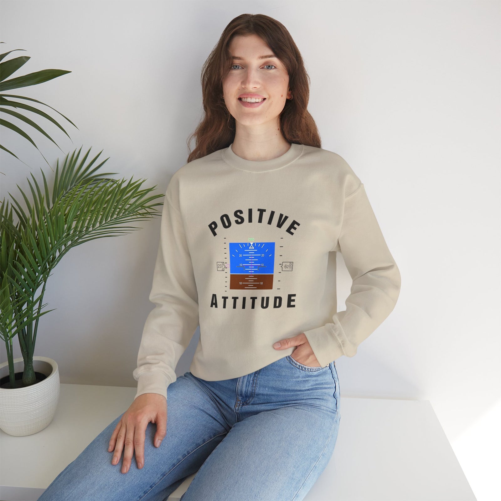 Positive Attitude Crewneck Sweatshirt - Travel Inspiring Cozy Apparel
