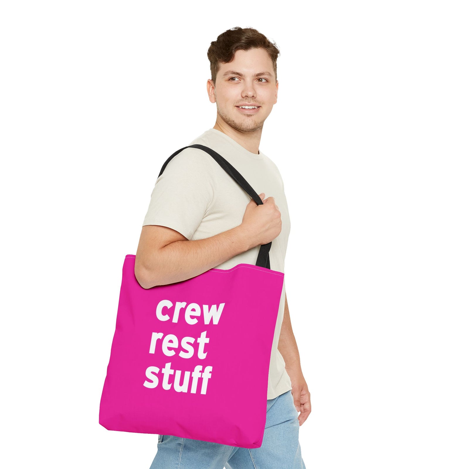 Crew Rest Stuff Tote Bag — Printed Green Travel Tote