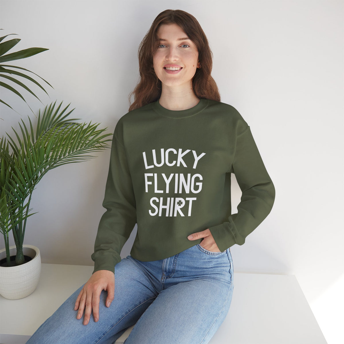 Lucky Flying Shirt  Crewneck Sweatshirt - Travel Inspiring Cozy Apparel