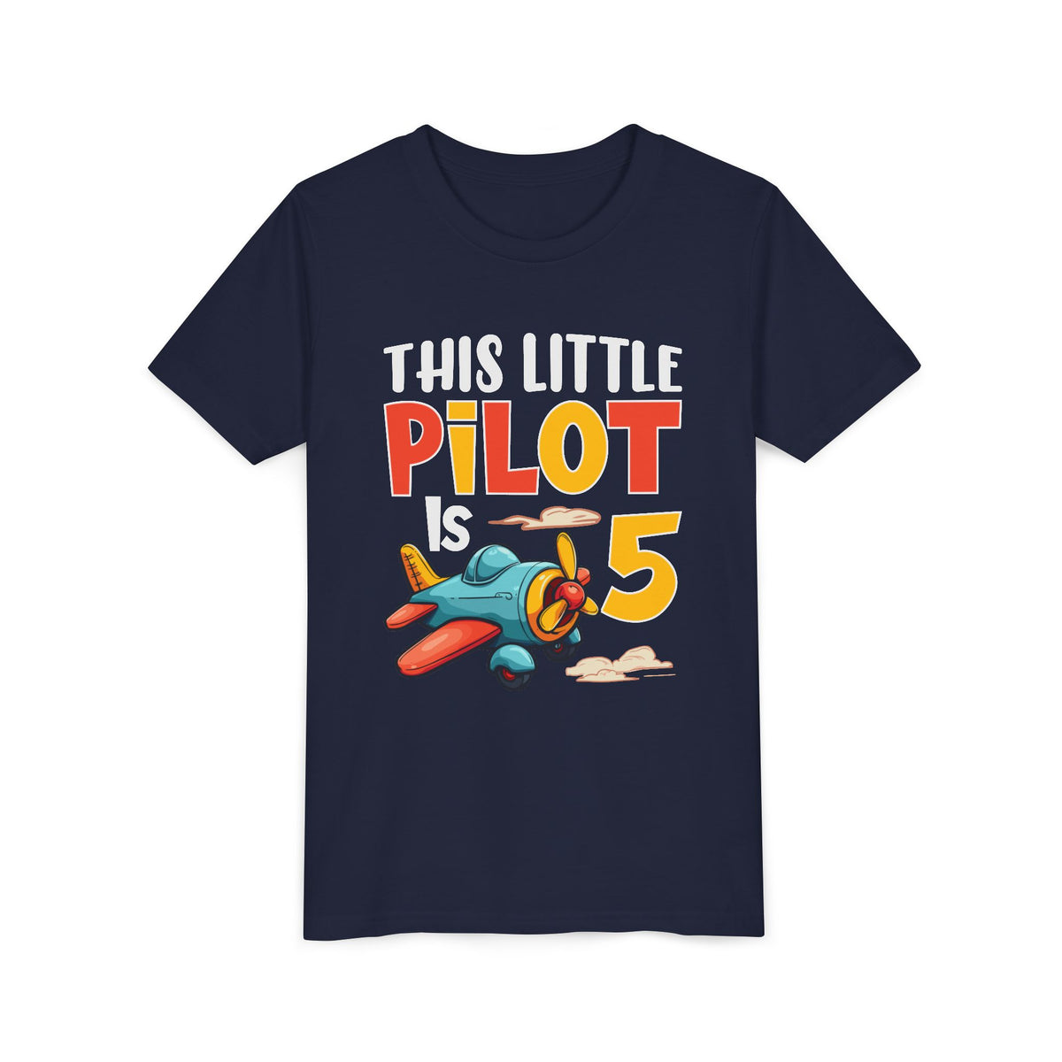This Little Pilot Is 5 - Unisex Youth Short Sleeve Tee