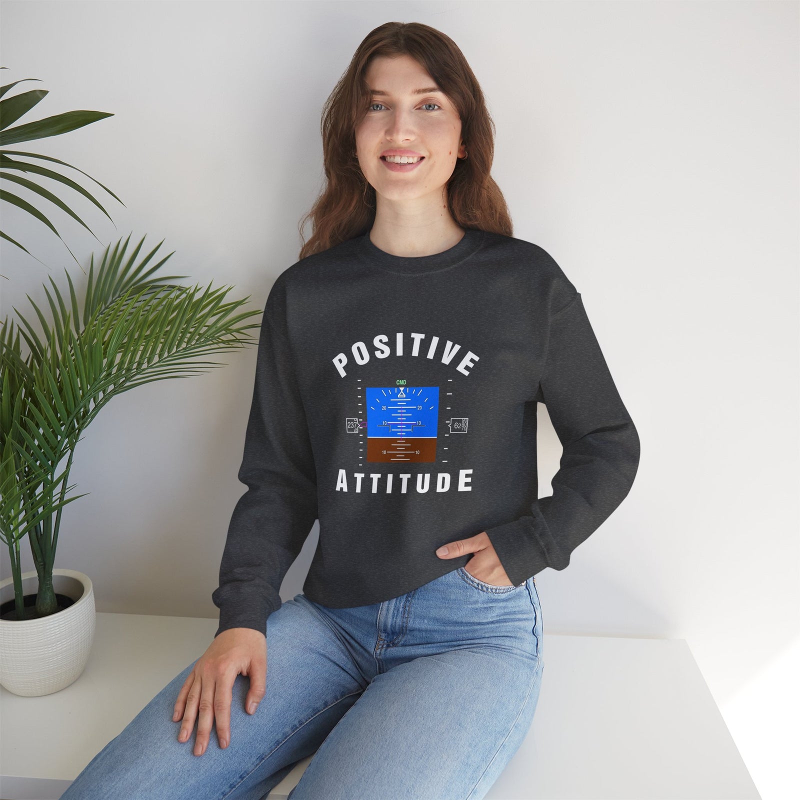 Positive Attitude Crewneck Sweatshirt - Travel Inspiring Cozy Apparel