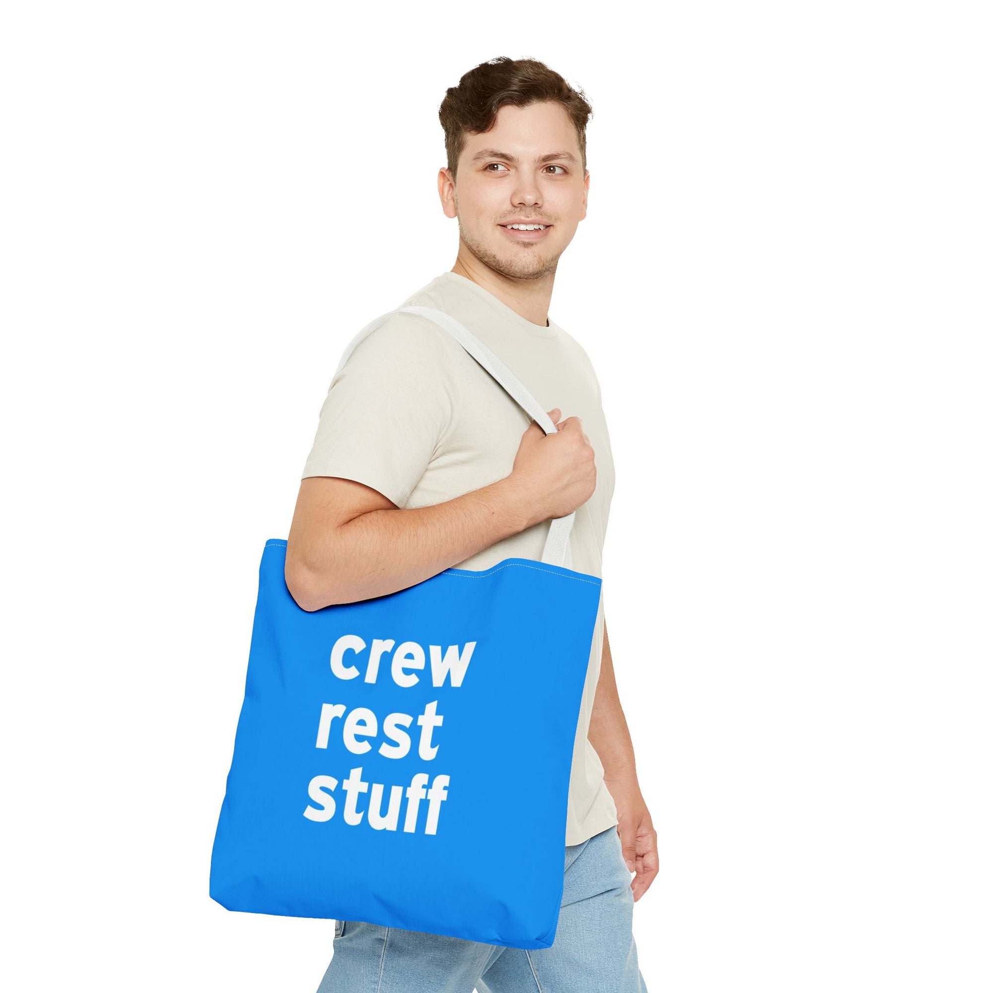 Crew Rest Stuff Tote Bag — Printed Green Travel Tote