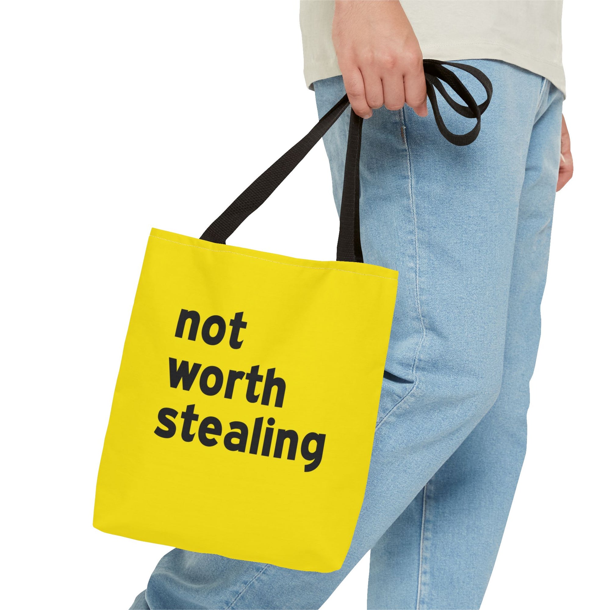 Not Worth Stealing Tote Bag — Printed Green Travel Tote