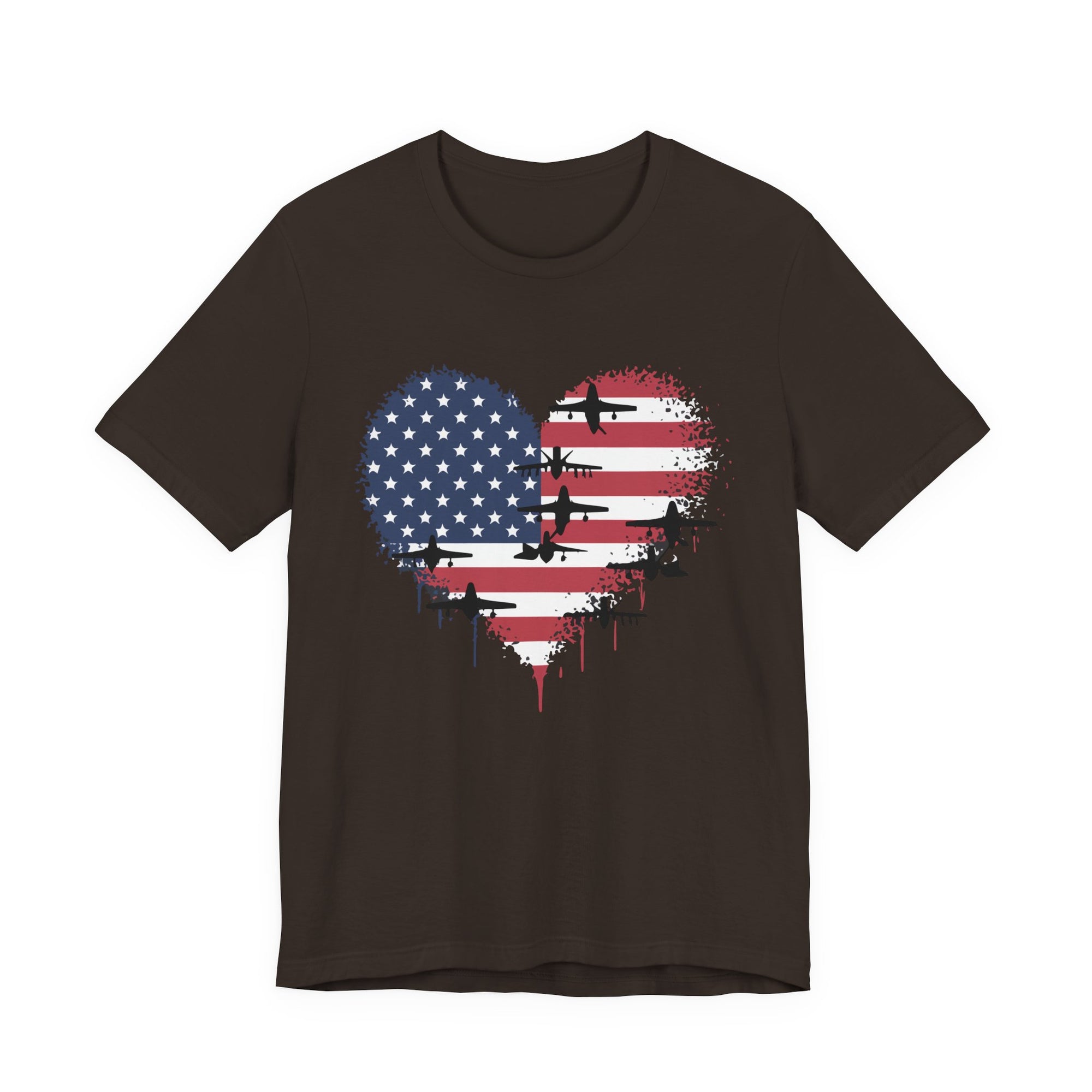 Patriotic Airplanes Heart USA Flag - Unisex Jersey Tee