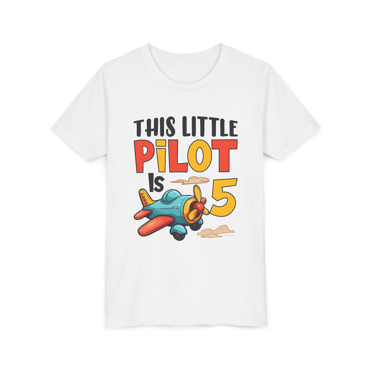 This Little Pilot Is 5 - Unisex Youth Short Sleeve Tee