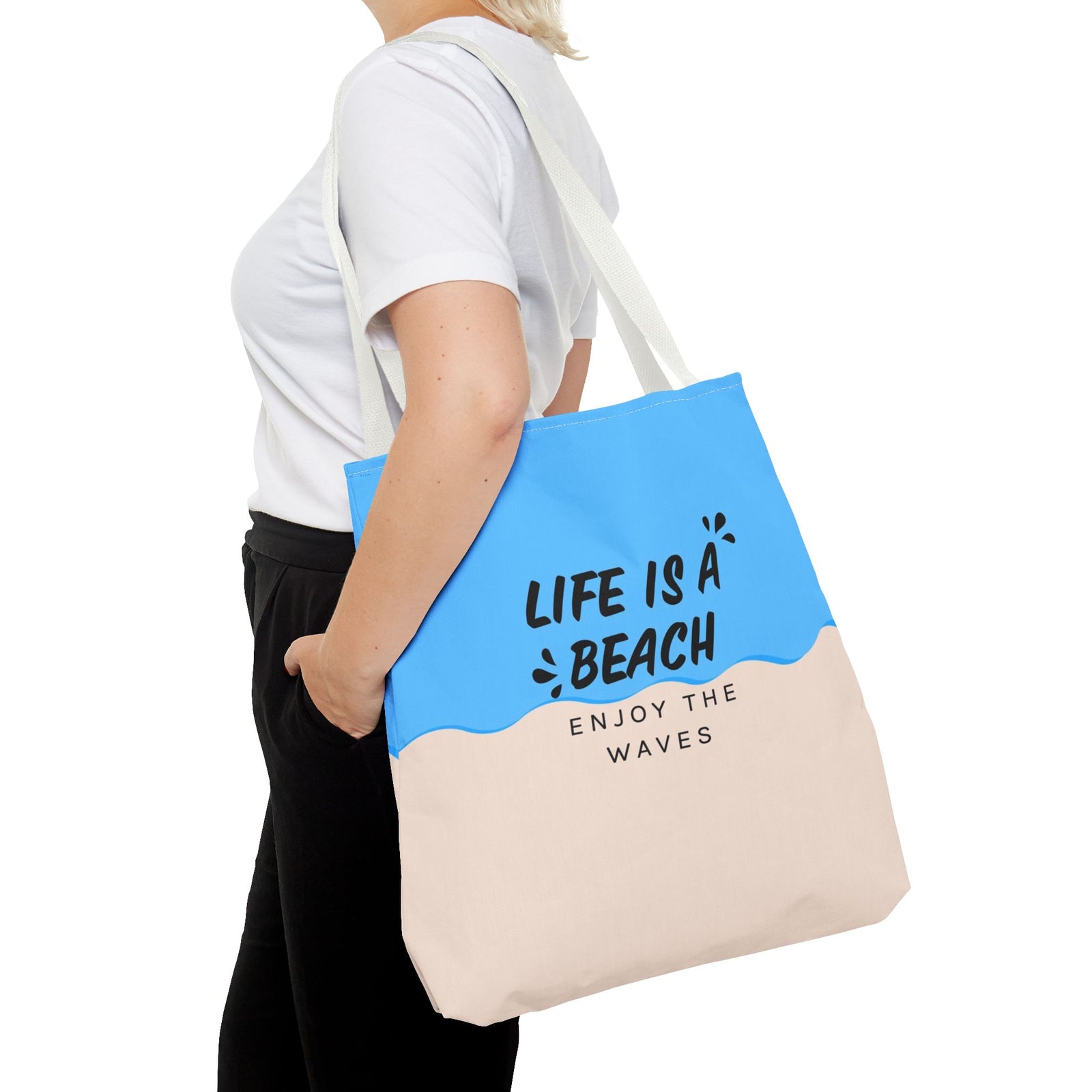 Life Is A Beach Tote Bag — Printed Green Travel Tote