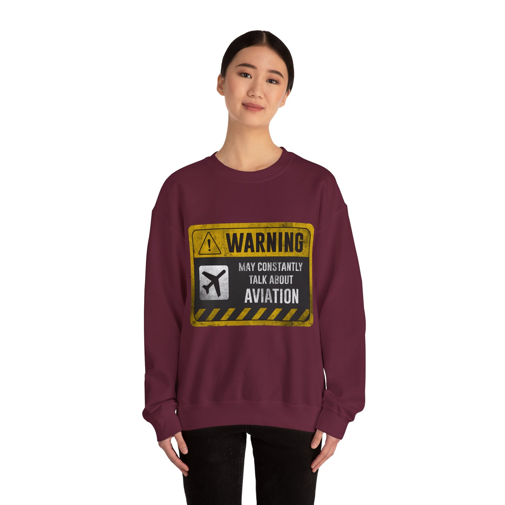 Warning May Constantly Talk About Aviation -  Crewneck Sweatshirt