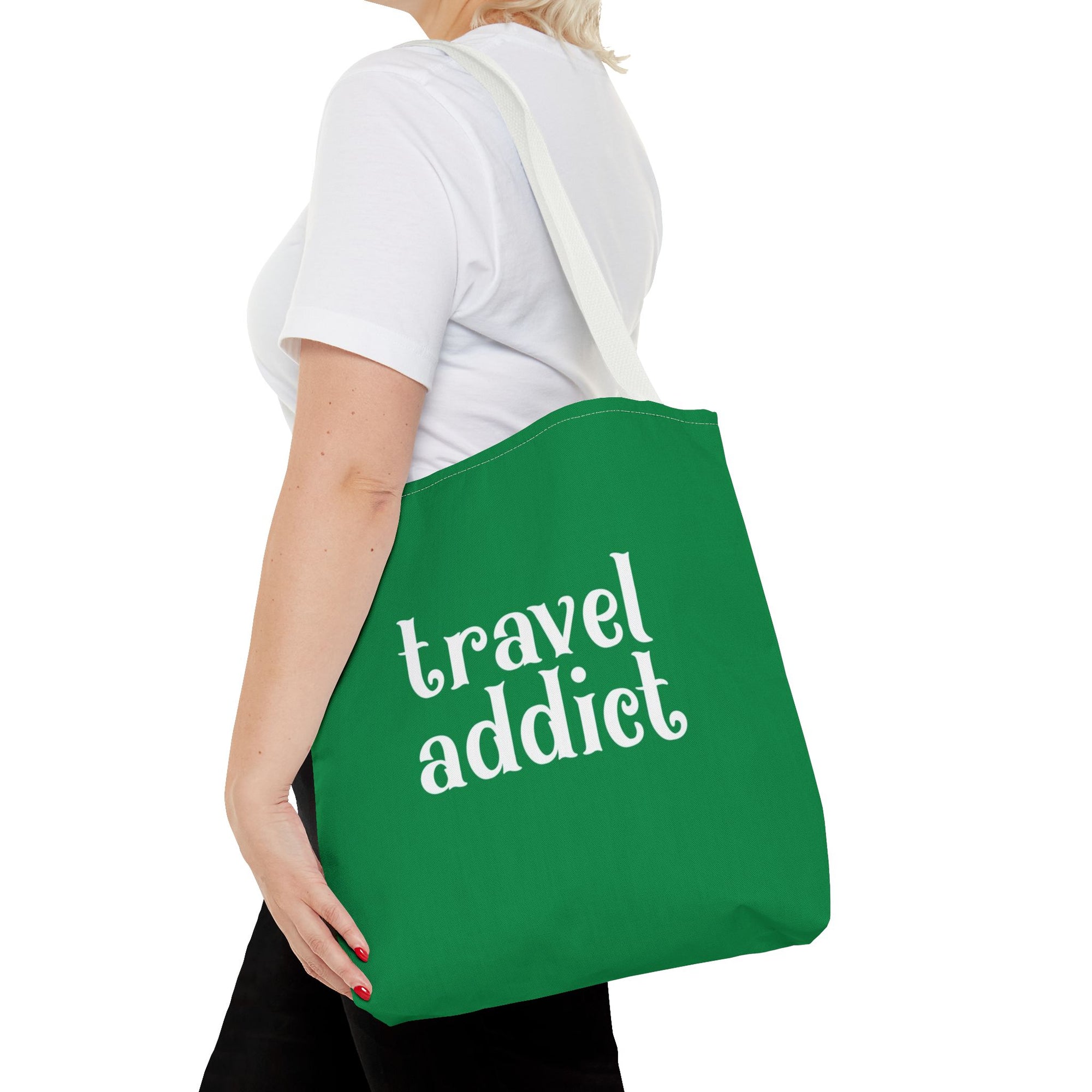 Travel Addict Tote Bag — Printed Green Travel Tote