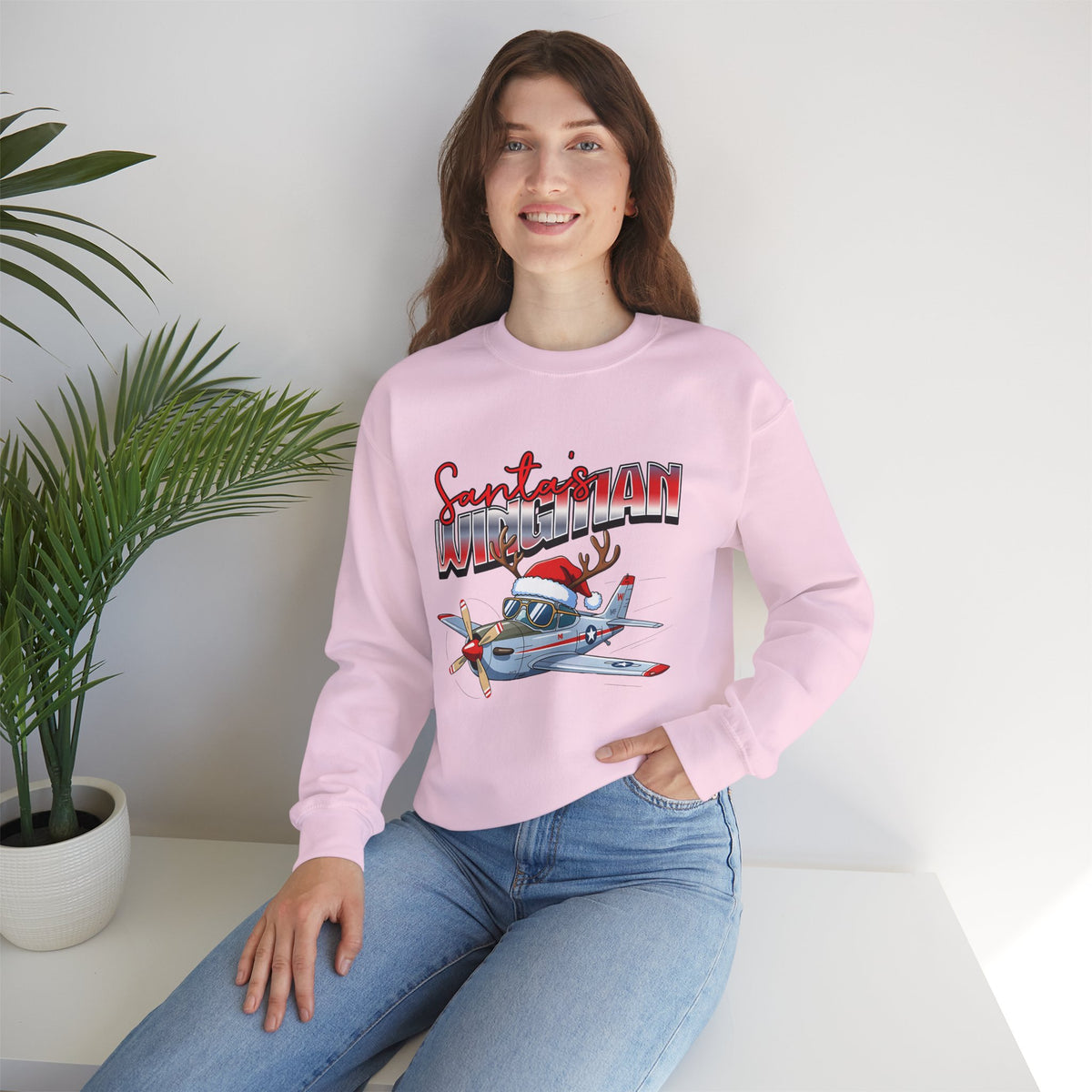 Santa’s wingman Crewneck Sweatshirt - Travel Inspiring Cozy Apparel