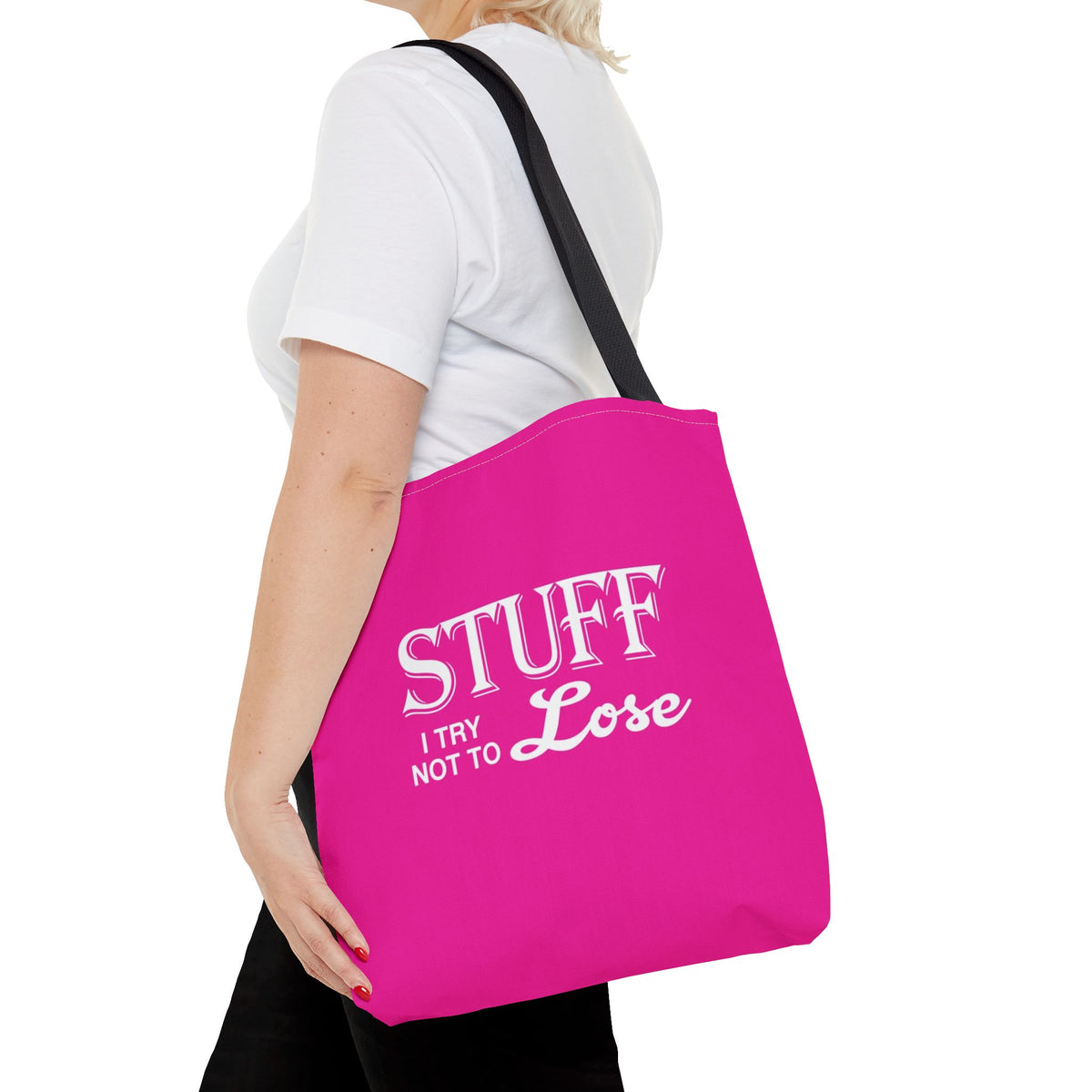 Stuff I Try Not To Lose Tote Bag — Printed Green Travel Tote