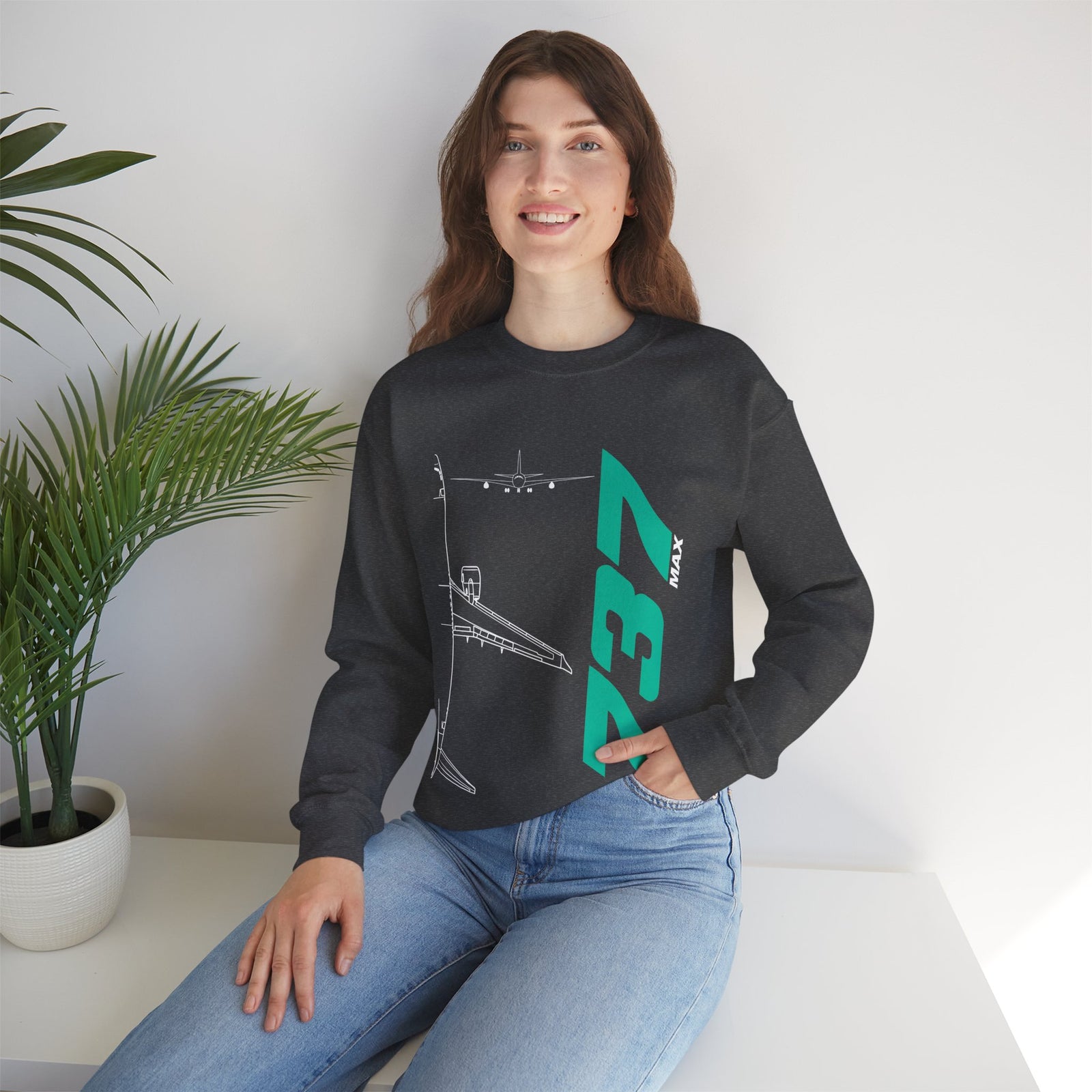 Boeing 737 Max Crewneck Sweatshirt - Travel Inspiring Cozy Apparel