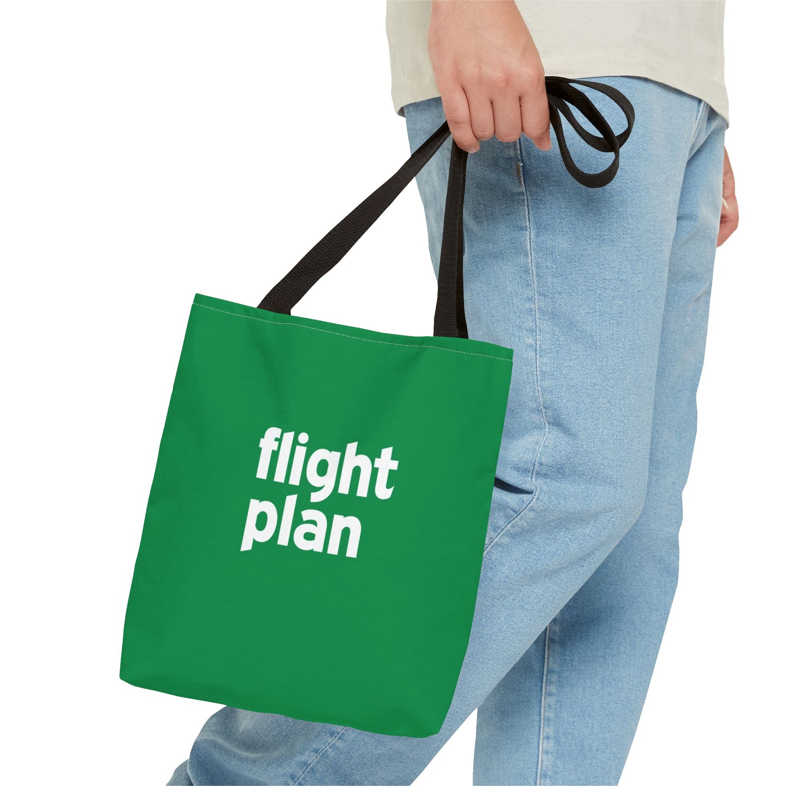Flight Plan Tote Bag — Printed Green Travel Tote