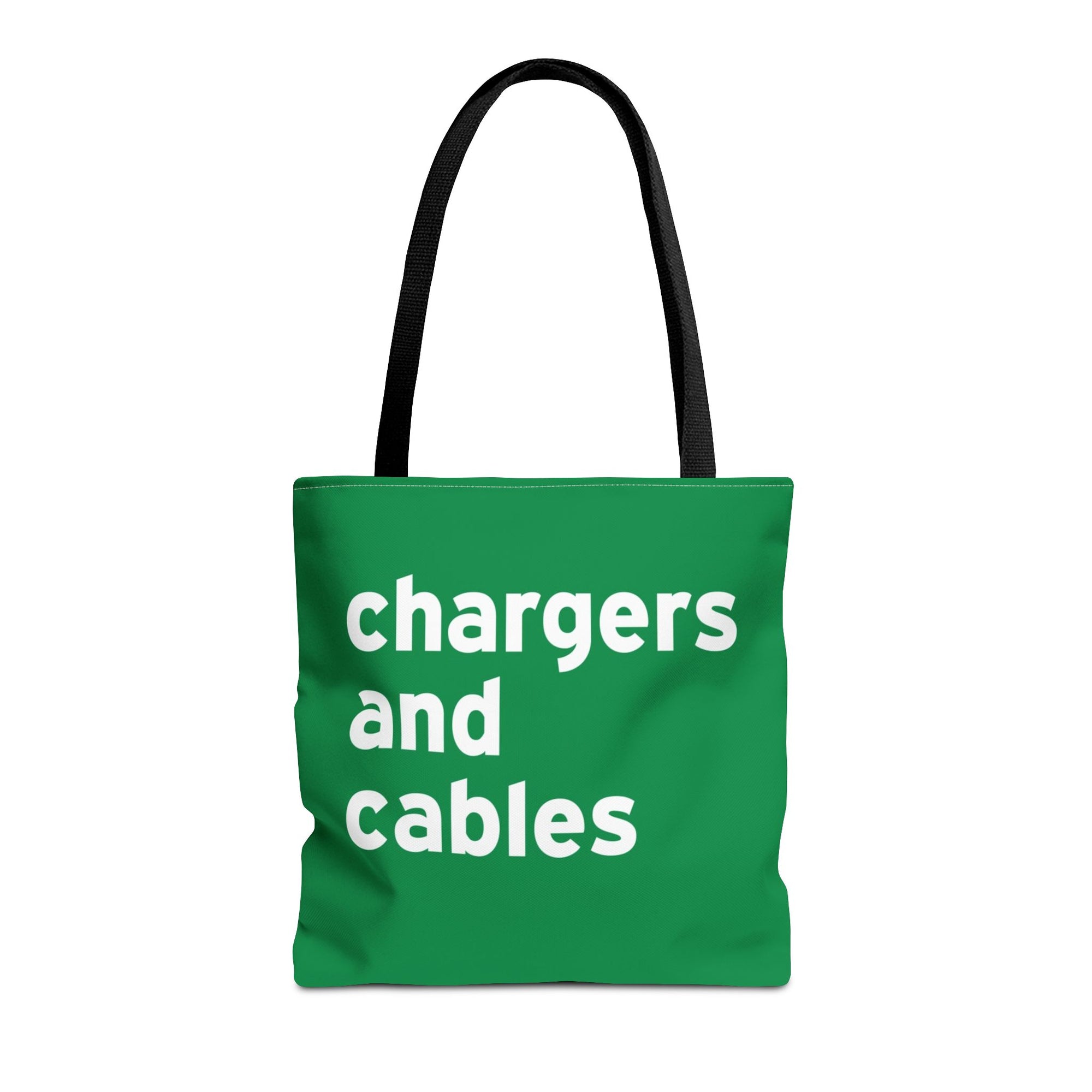 Chargers And Cables Tote Bag — Printed Green Travel Tote