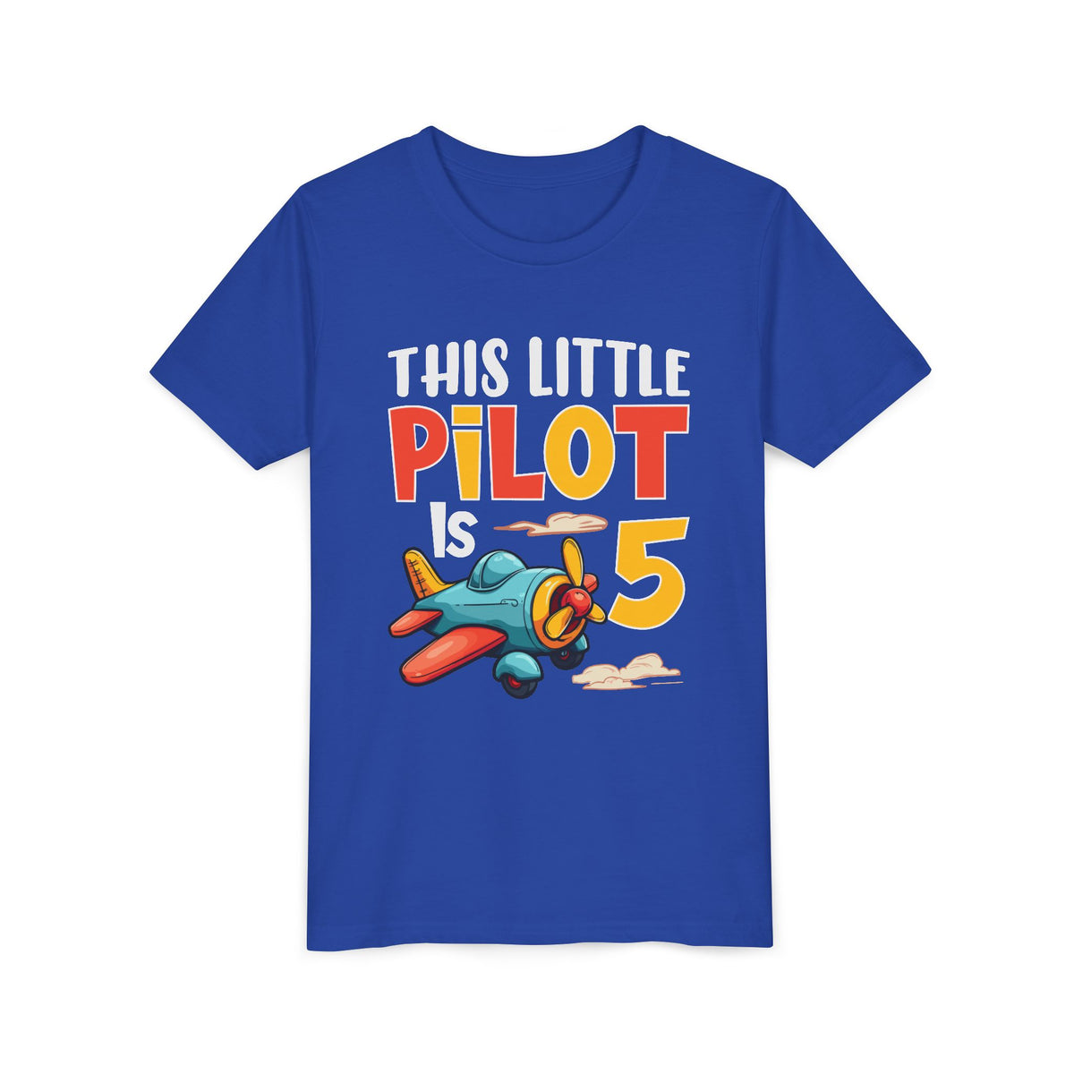 This Little Pilot Is 5 - Unisex Youth Short Sleeve Tee