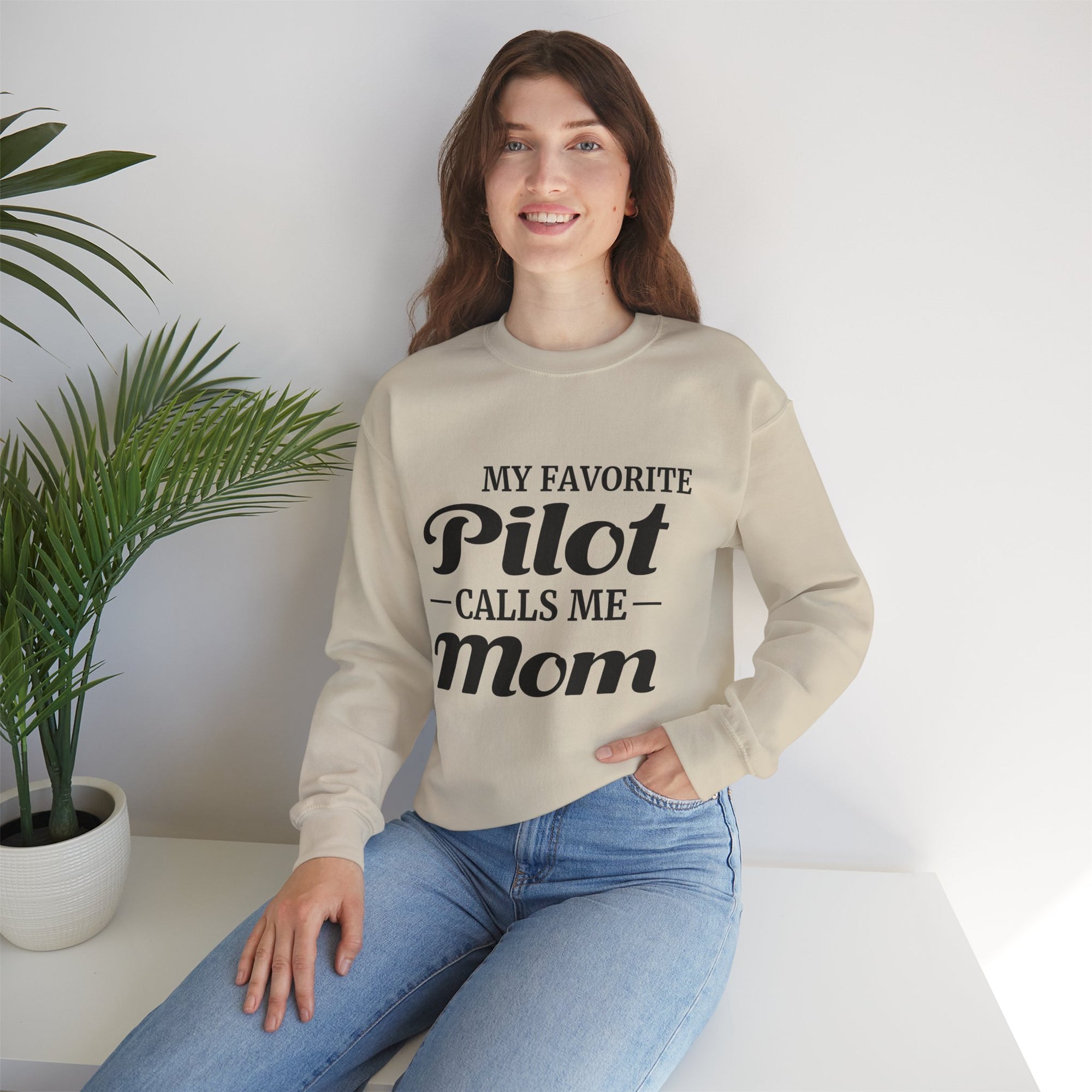My Favorite Pilot Calls Me Mom  Crewneck Sweatshirt - Travel Inspiring Cozy Apparel
