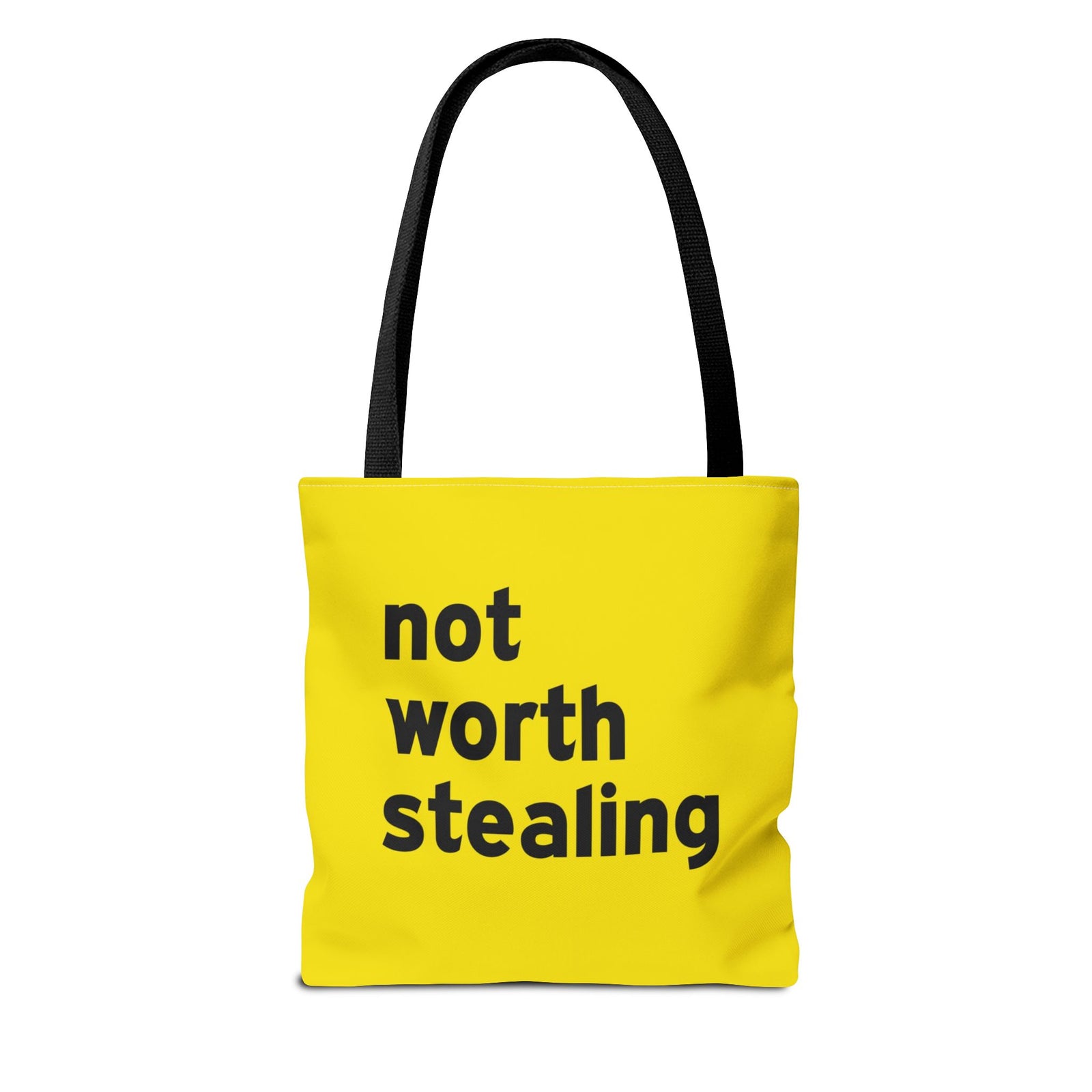 Not Worth Stealing Tote Bag — Printed Green Travel Tote