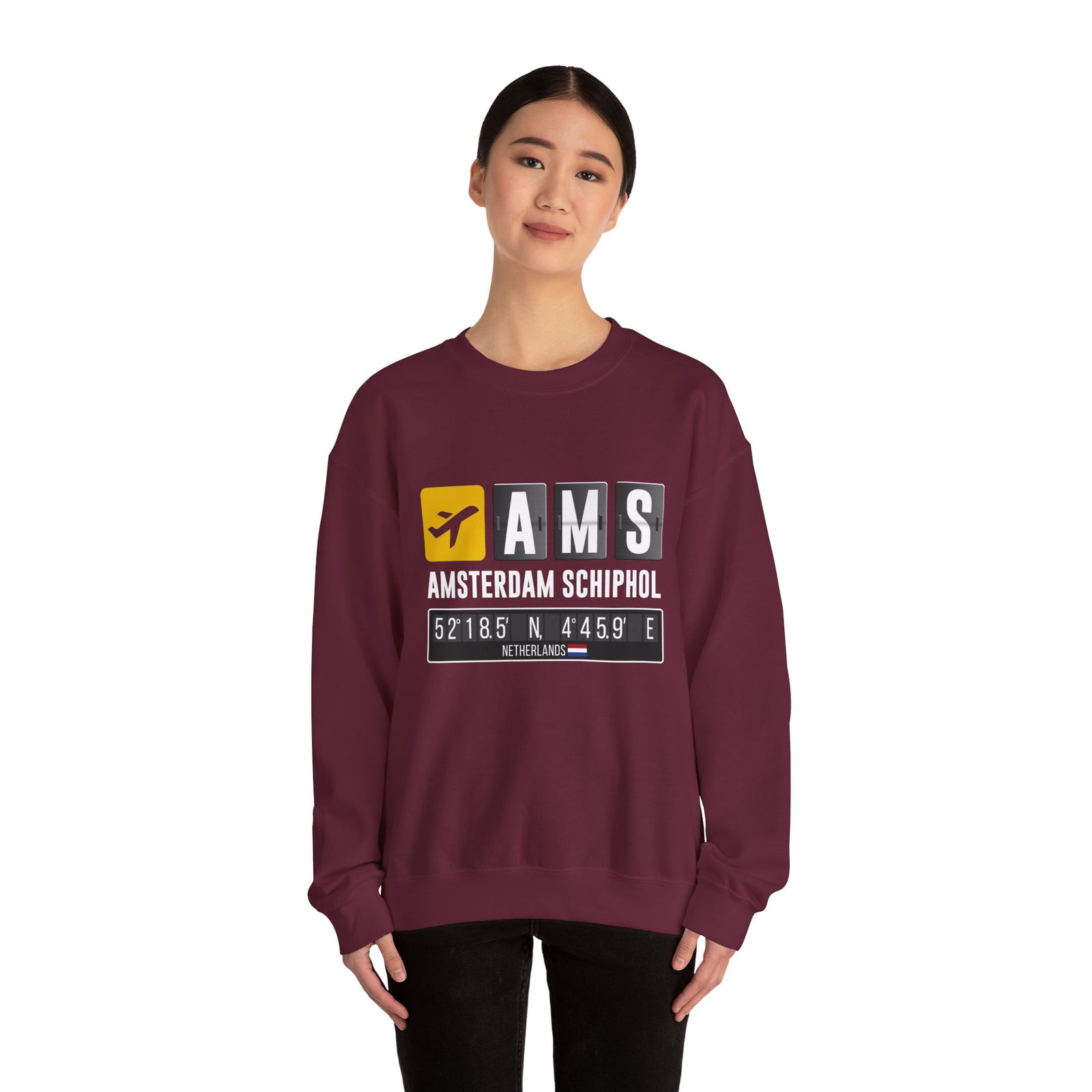 AMS Amsterdam Airport Schiphol     -  Crewneck Sweatshirt
