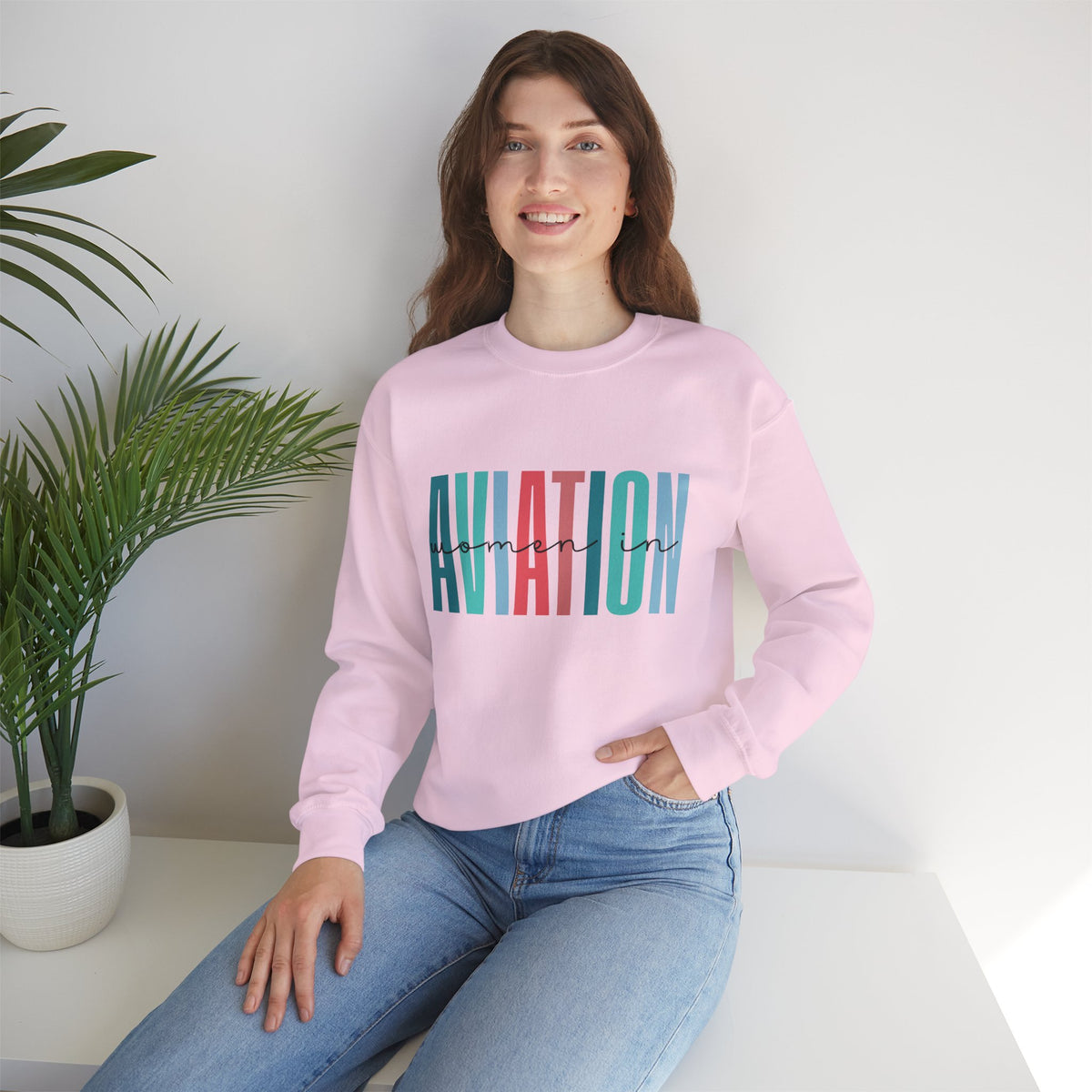 Woman In Aviation Crewneck Sweatshirt - Travel Inspiring Cozy Apparel