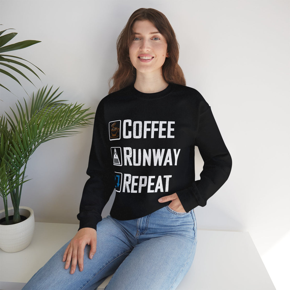 Coffee Runway Repeat   -  Crewneck Sweatshirt