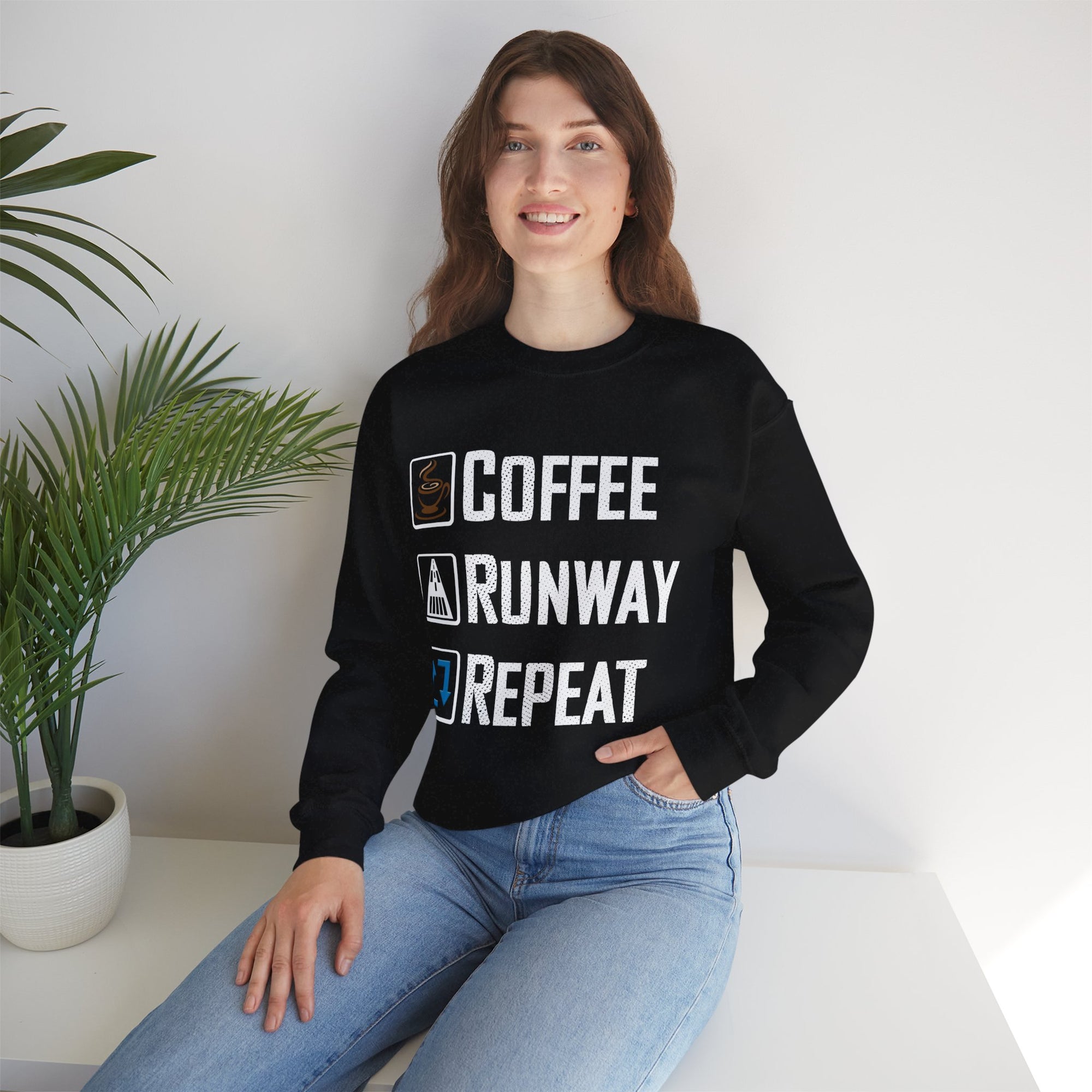 Coffee Runway Repeat   -  Crewneck Sweatshirt
