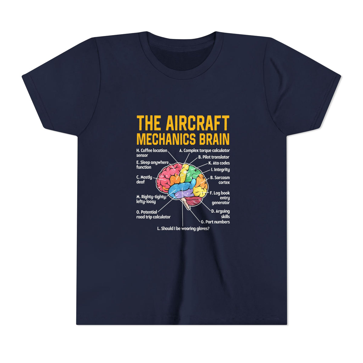 The Aircraft Mechanics Brain  - Unisex Youth Short Sleeve Tee