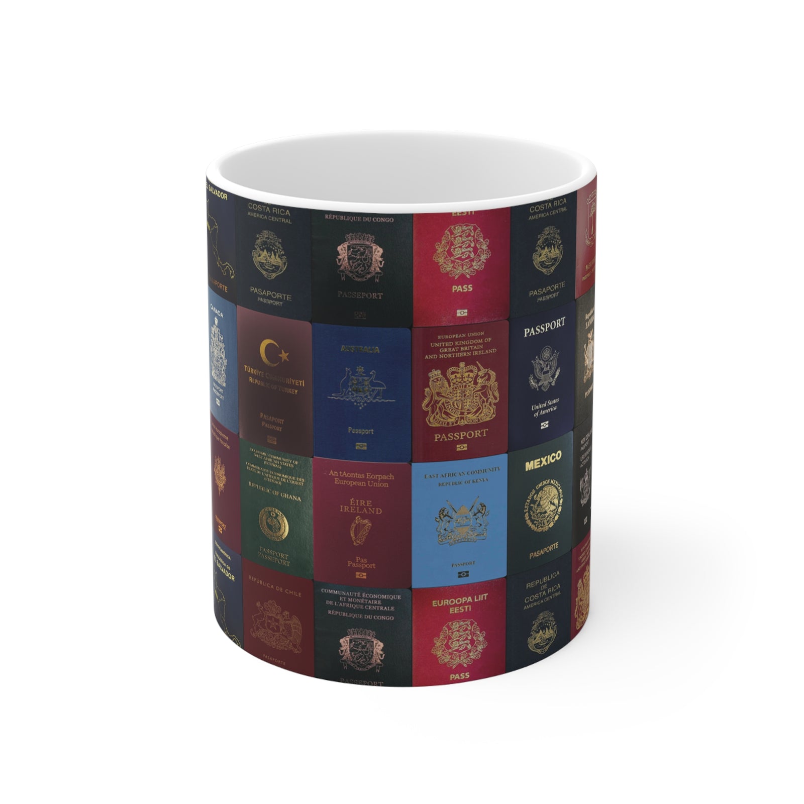Passports  - 11oz Ceramic Coffee Cup for Aviation Enthusiasts