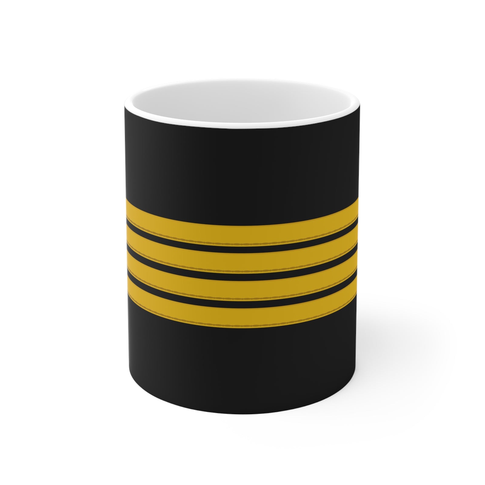 Four Stripes BLACK  - 11oz Ceramic Coffee Cup for Aviation Enthusiasts