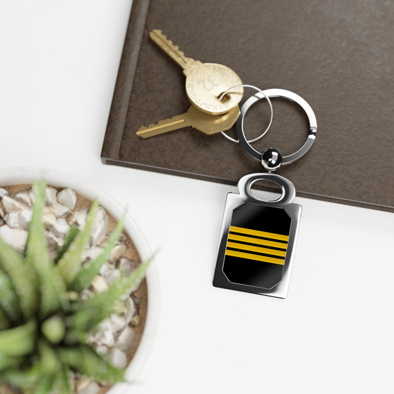 Black Pilot Stripes - Rectangle Keyring