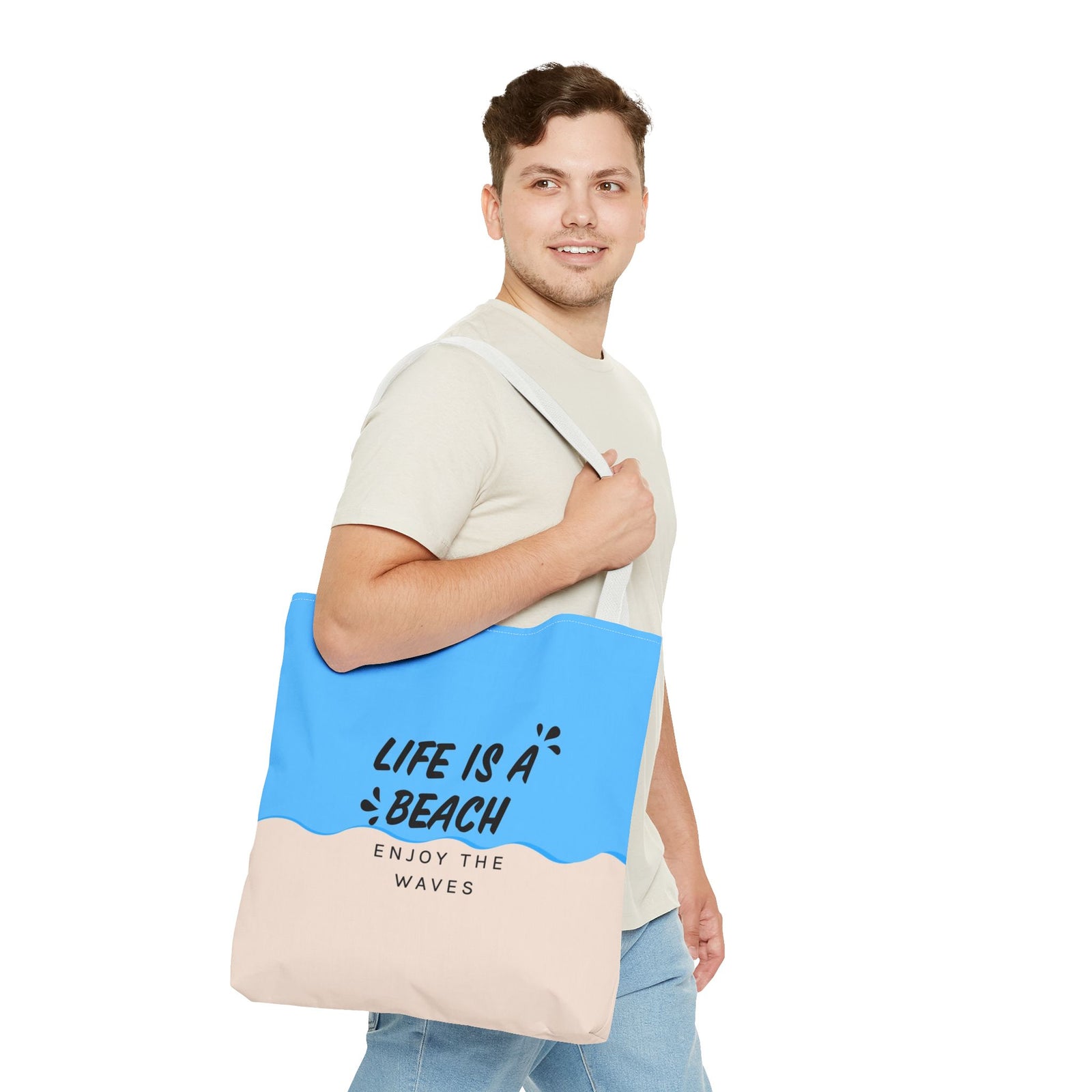 Life Is A Beach Tote Bag — Printed Green Travel Tote