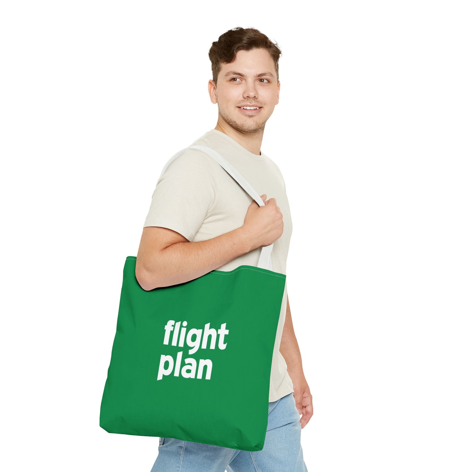 Flight Plan Tote Bag — Printed Green Travel Tote