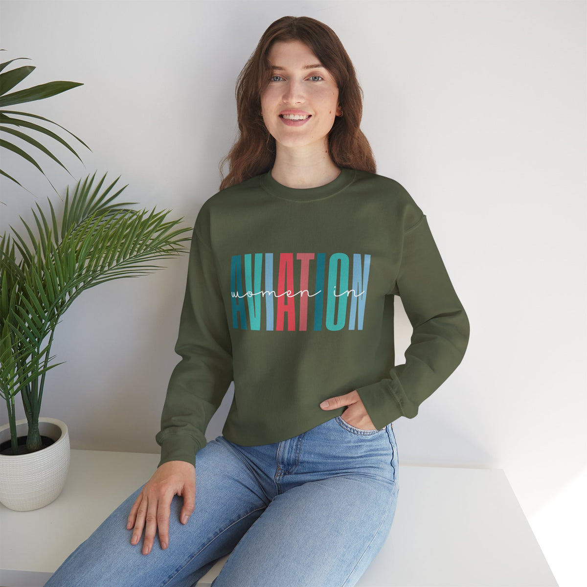 Woman In Aviation Crewneck Sweatshirt - Travel Inspiring Cozy Apparel
