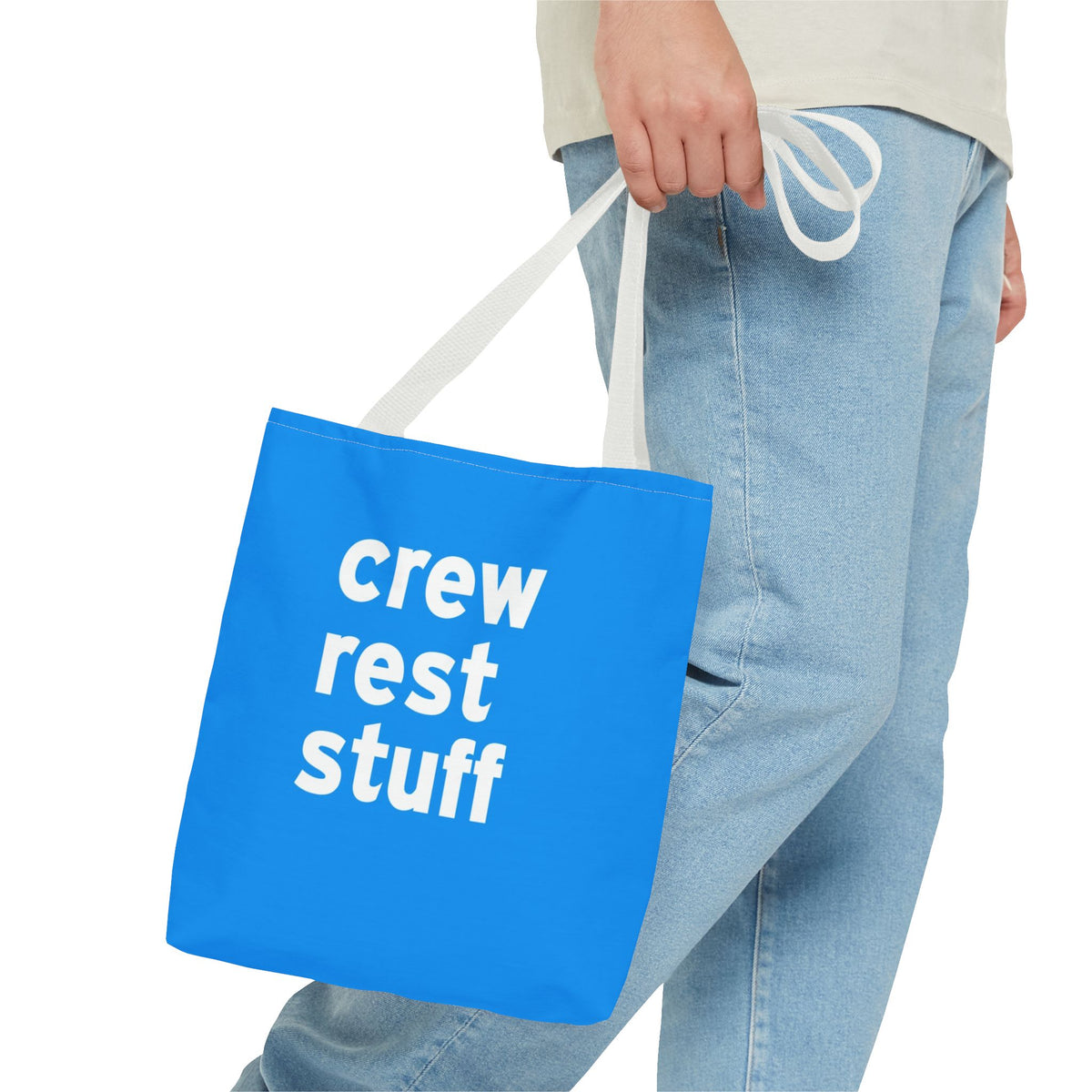 Crew Rest Stuff Tote Bag — Printed Green Travel Tote