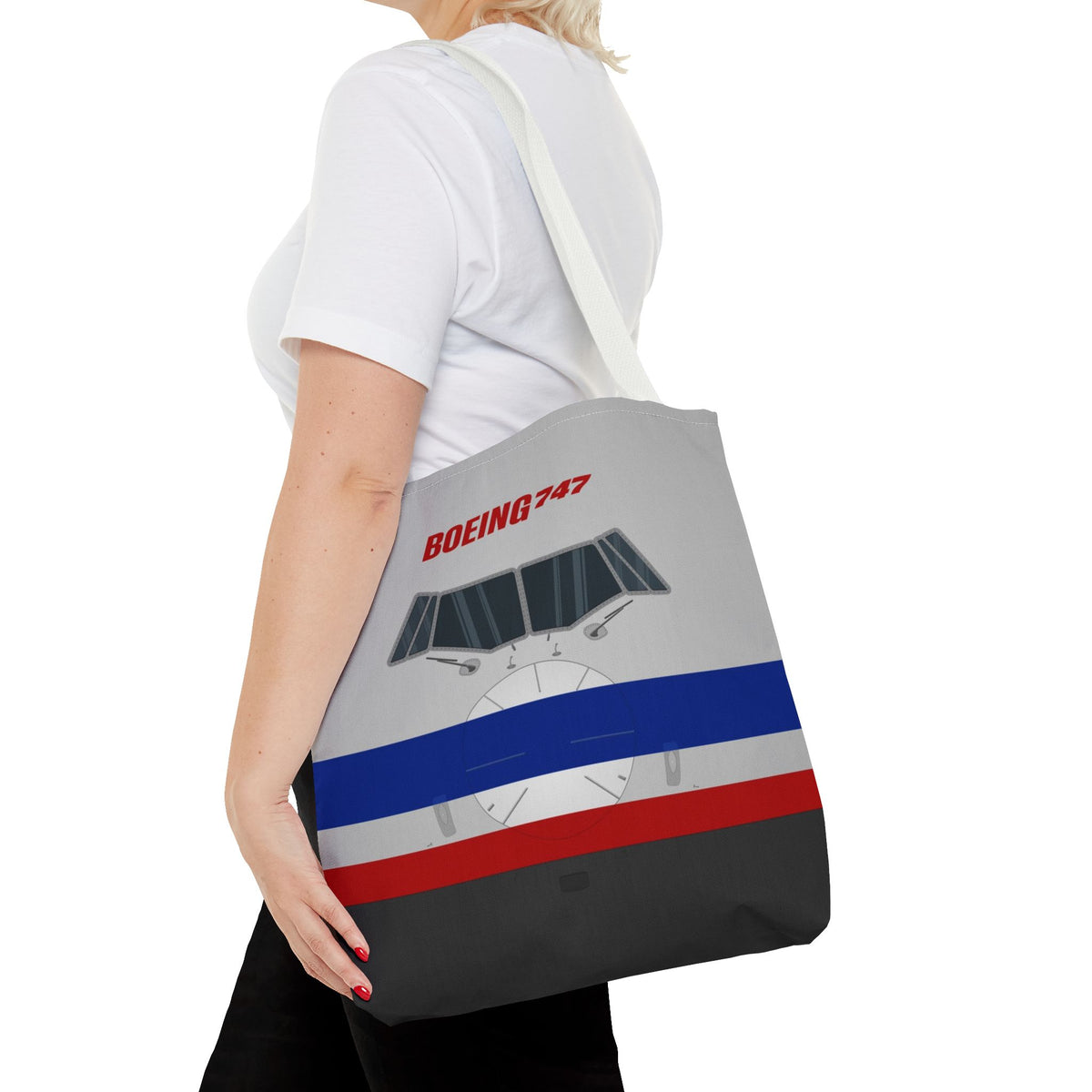 AA 747 Tote Bag — Printed Green Travel Tote