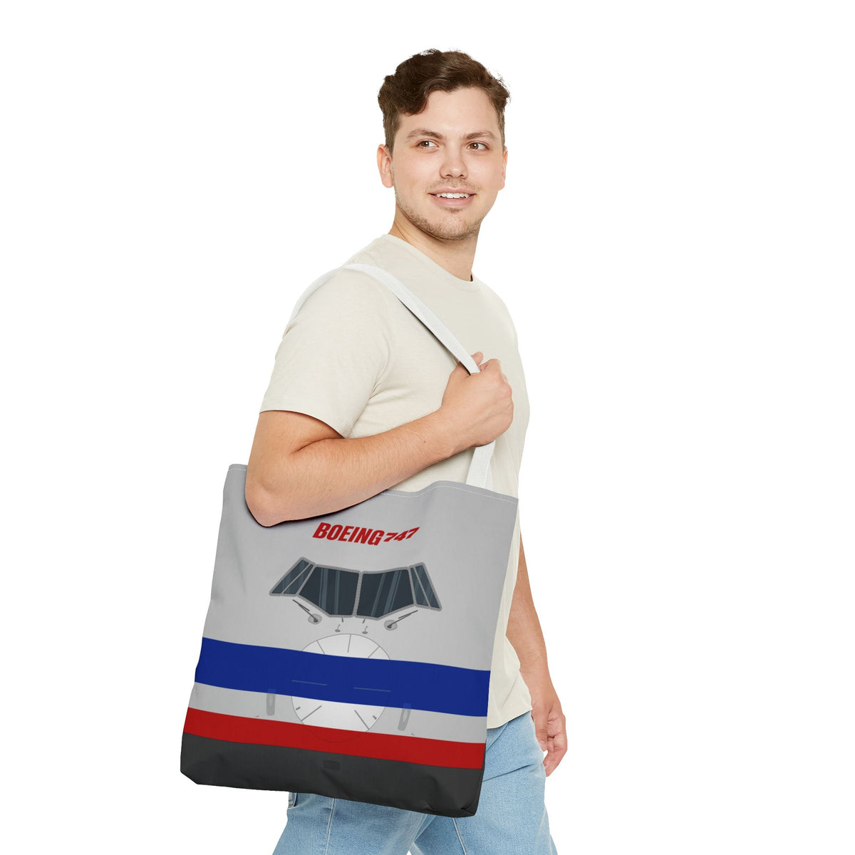 AA 747 Tote Bag — Printed Green Travel Tote