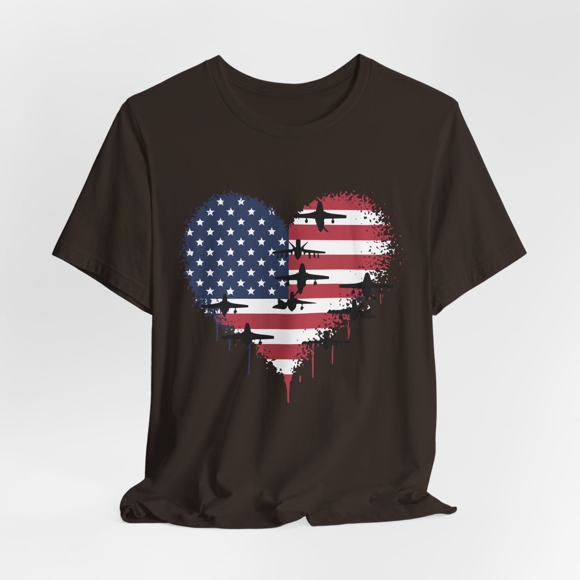 Patriotic Airplanes Heart USA Flag - Unisex Jersey Tee