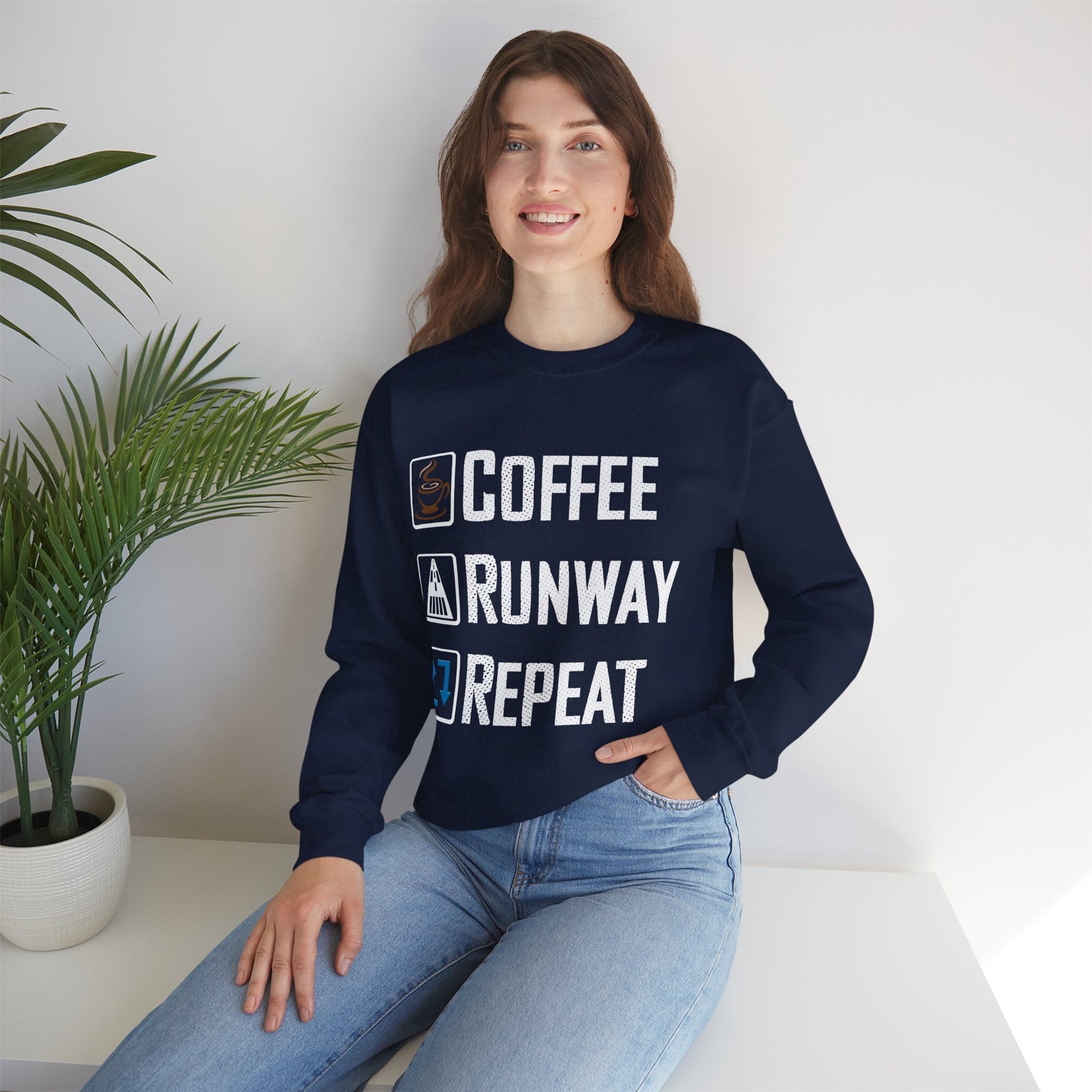 Coffee Runway Repeat   -  Crewneck Sweatshirt