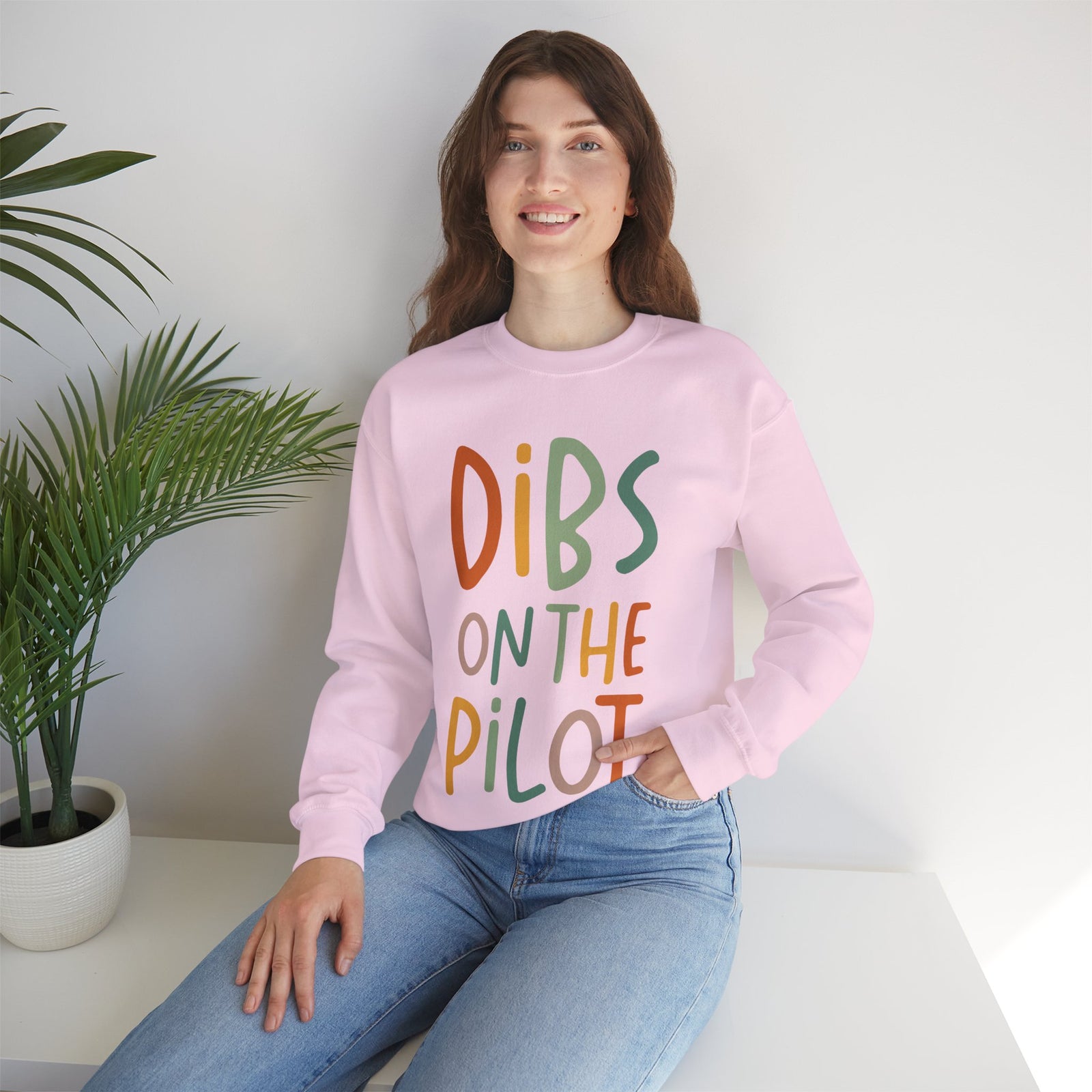 Dibs On The Pilot Crewneck Sweatshirt - Travel Inspiring Cozy Apparel