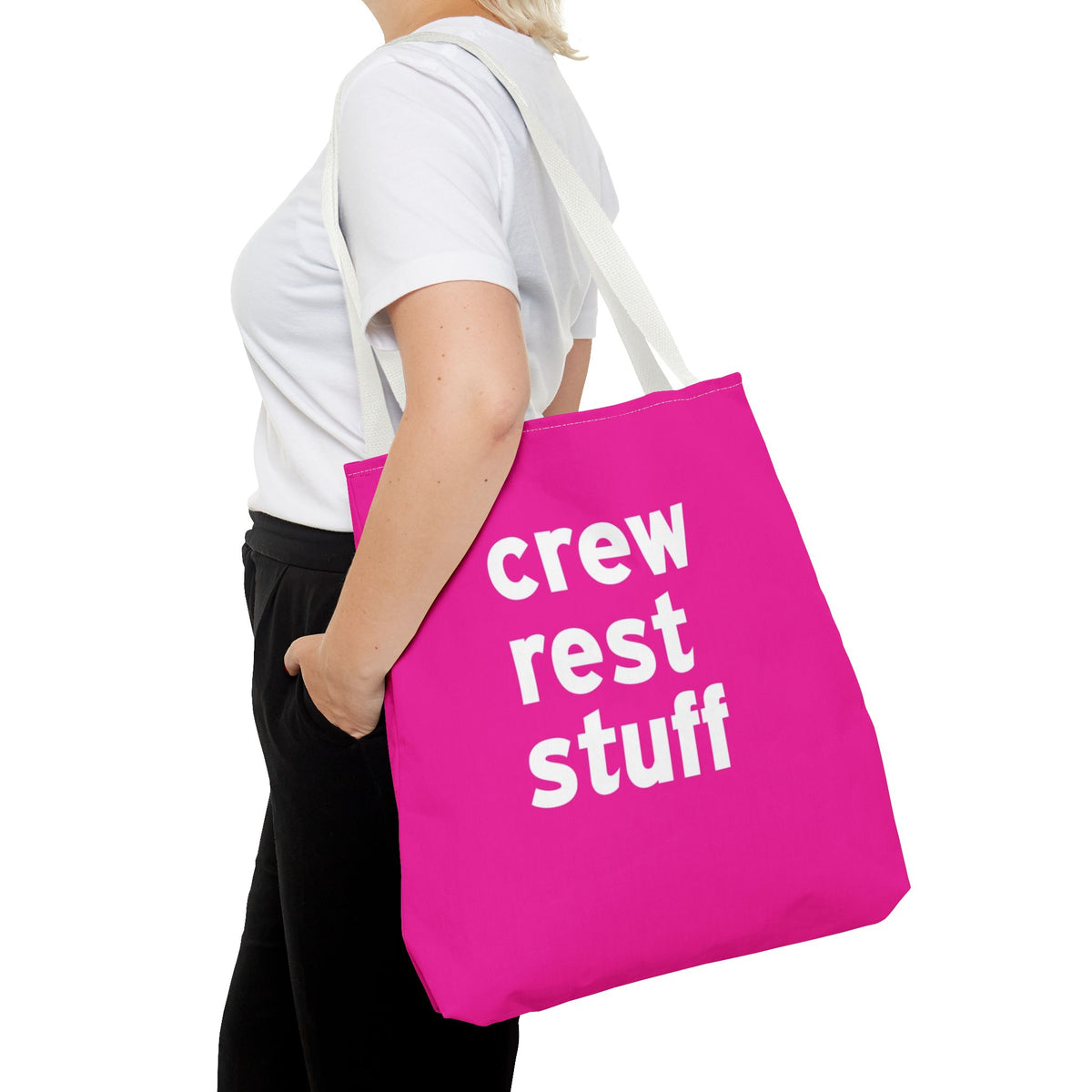 Crew Rest Stuff Tote Bag — Printed Green Travel Tote