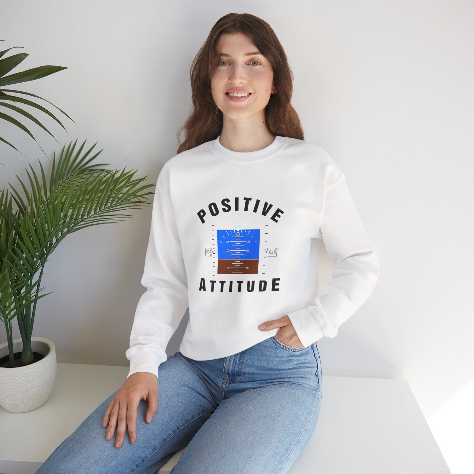 Positive Attitude Crewneck Sweatshirt - Travel Inspiring Cozy Apparel