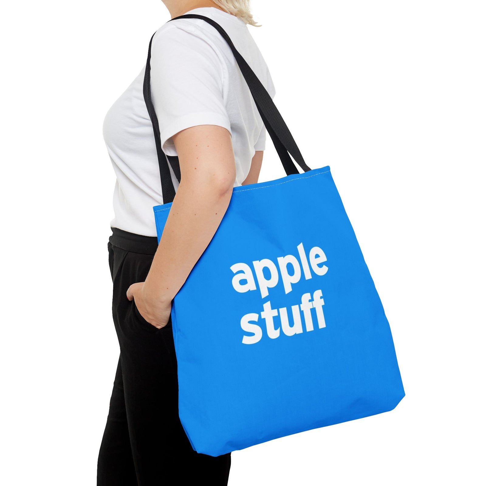 Apple Stuff Tote Bag — Printed Green Travel Tote