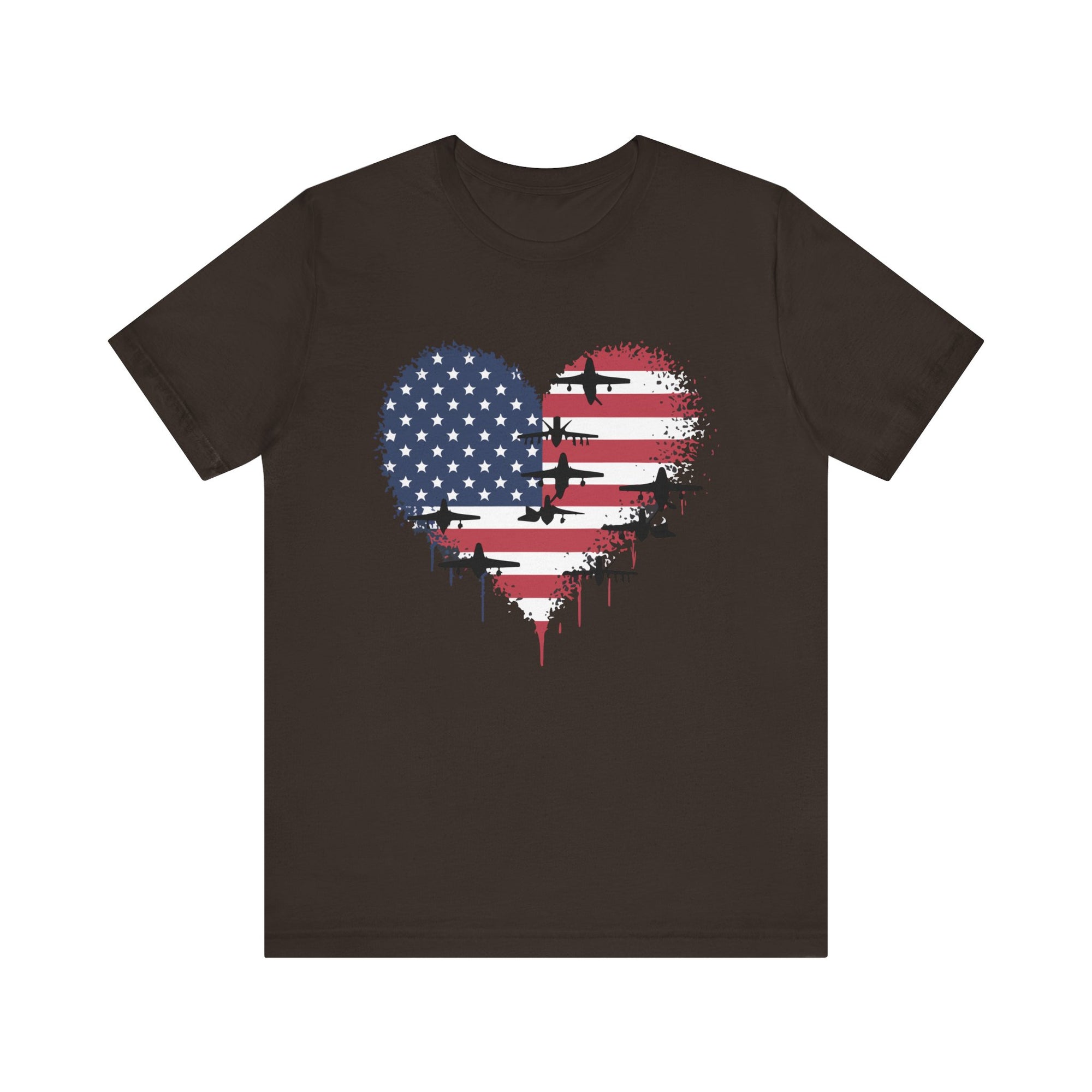 Patriotic Airplanes Heart USA Flag - Unisex Jersey Tee