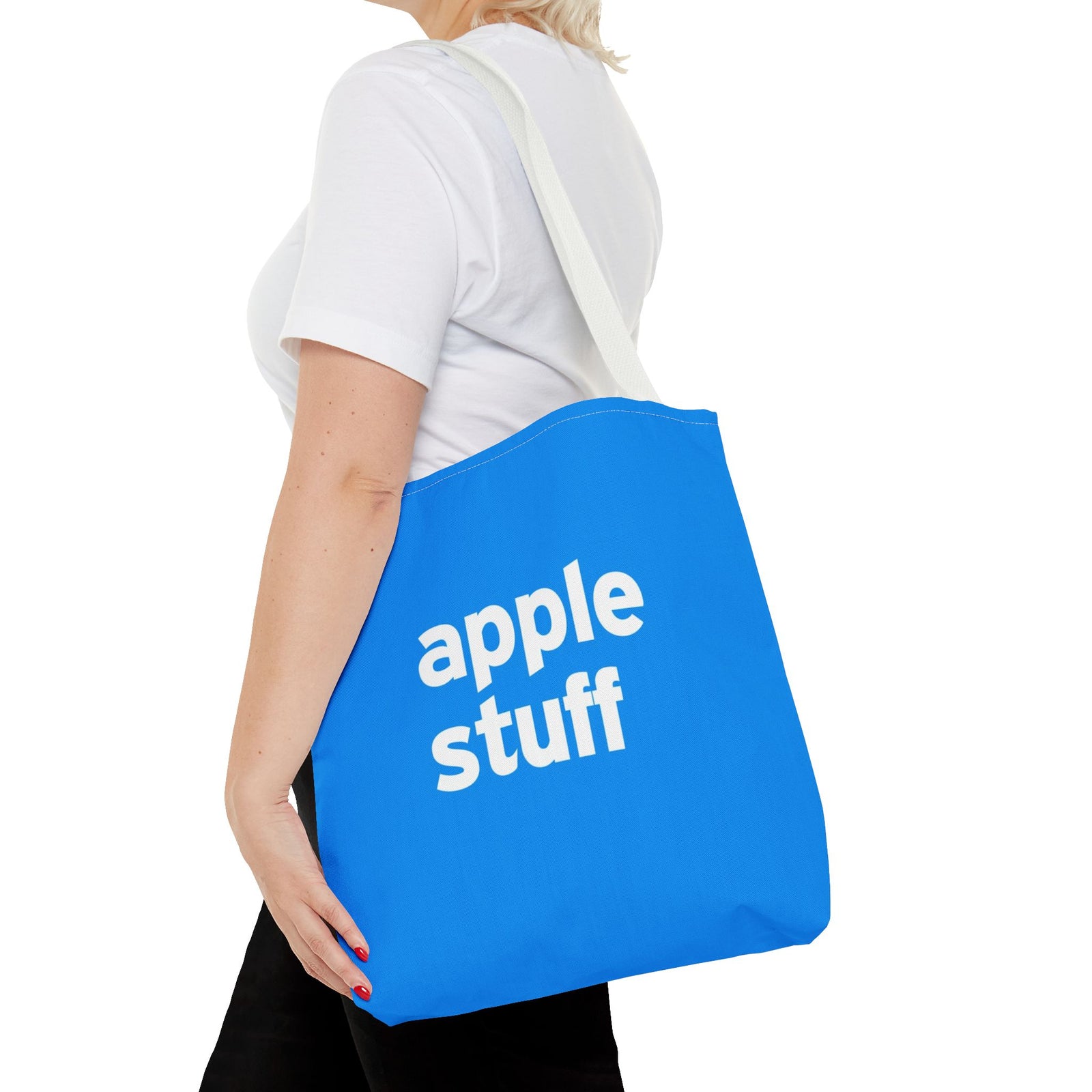 Apple Stuff Tote Bag — Printed Green Travel Tote