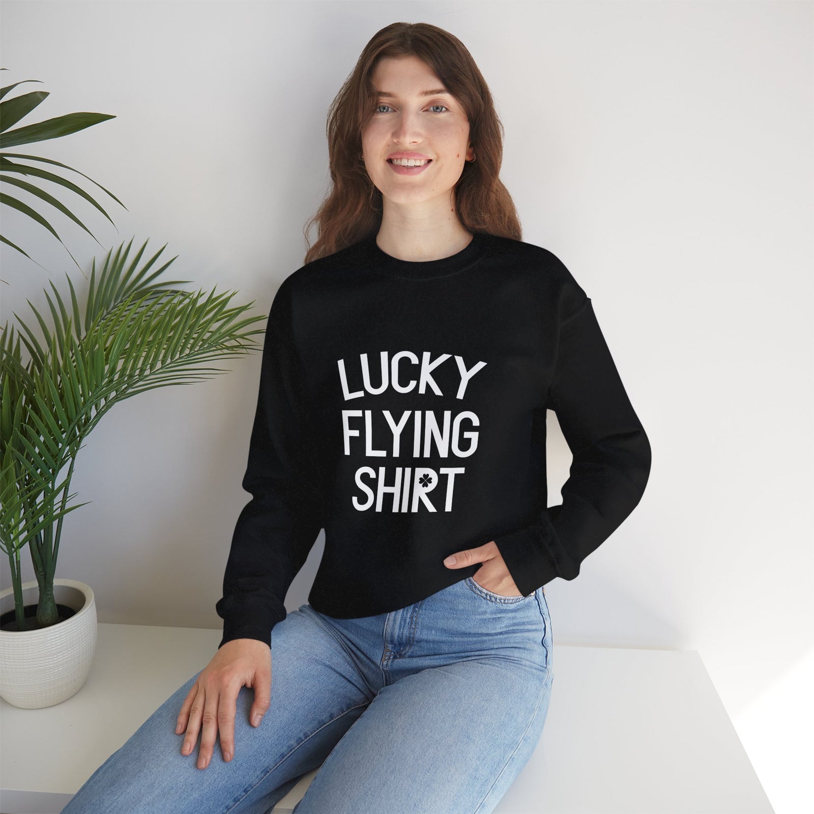 Lucky Flying Shirt  Crewneck Sweatshirt - Travel Inspiring Cozy Apparel
