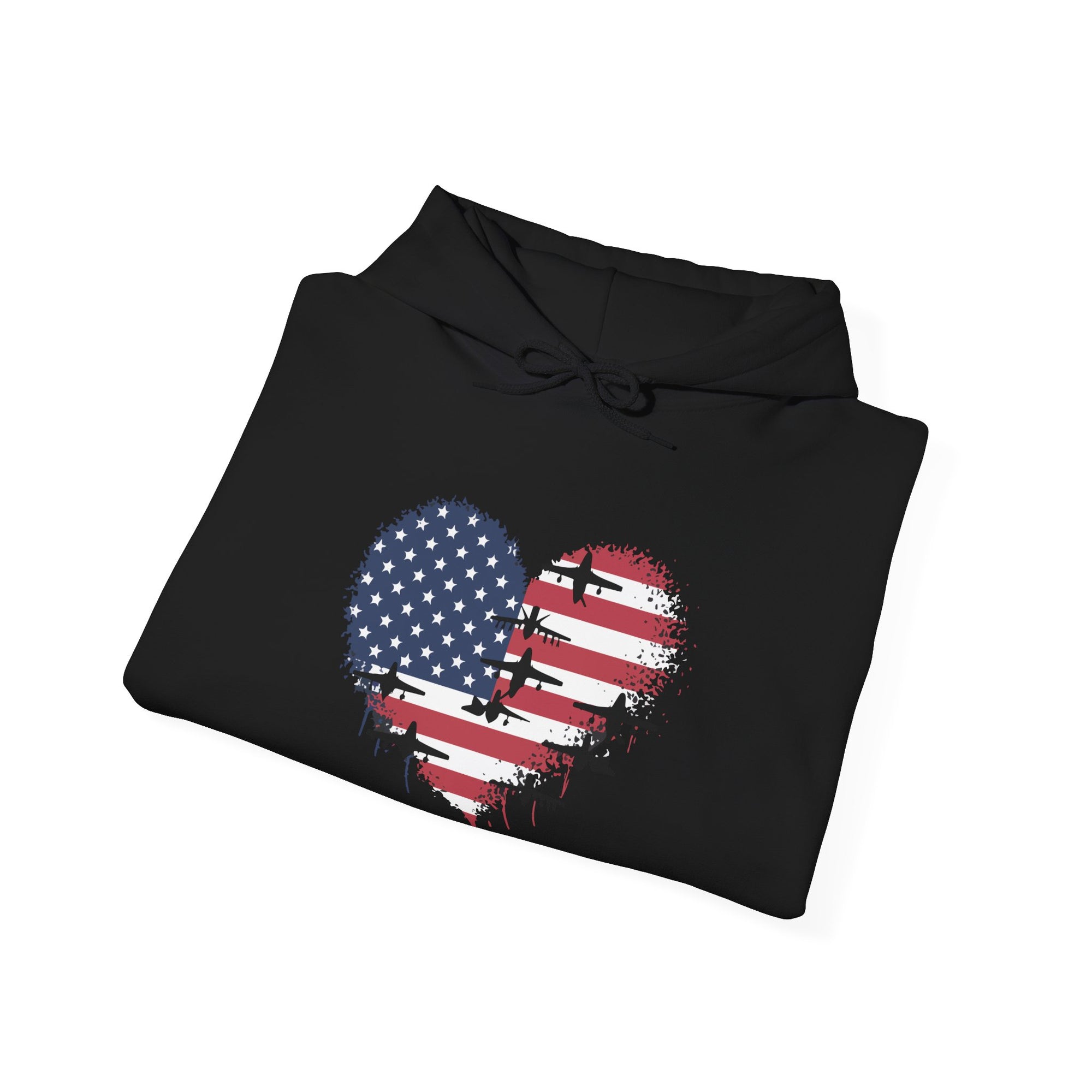 Patriotic Airplanes Heart USA Flag - Pullover Hoodie