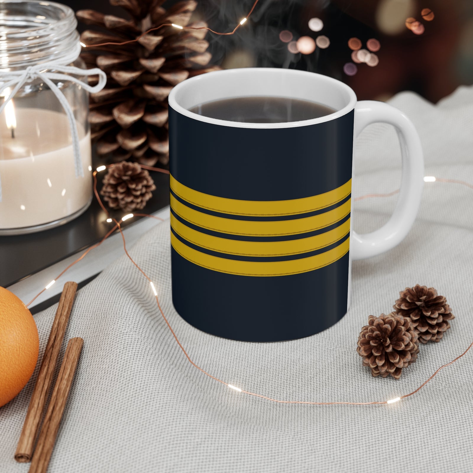 Four Stripes NAVY  - 11oz Ceramic Coffee Cup for Aviation Enthusiasts