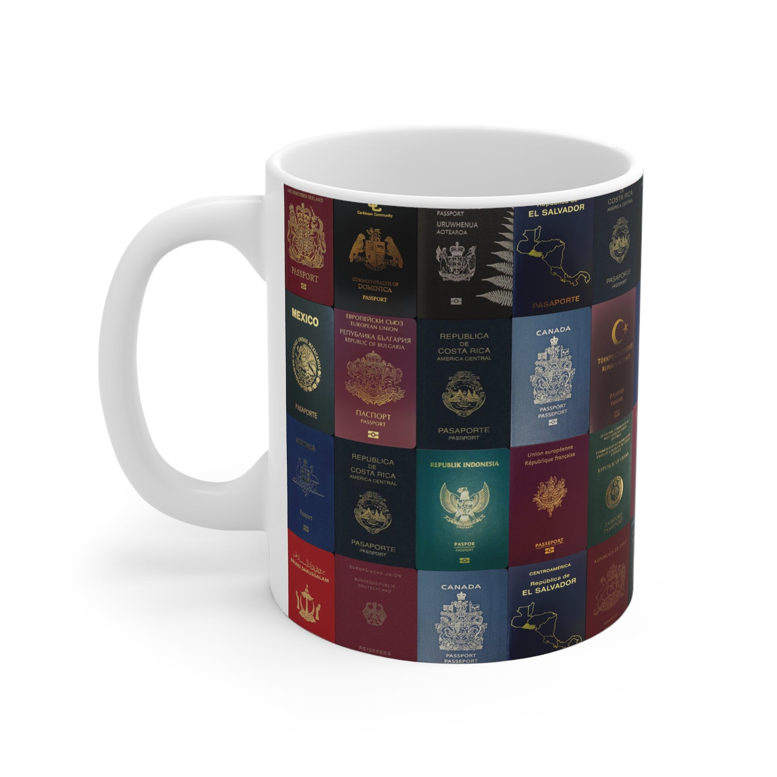 Passports  - 11oz Ceramic Coffee Cup for Aviation Enthusiasts