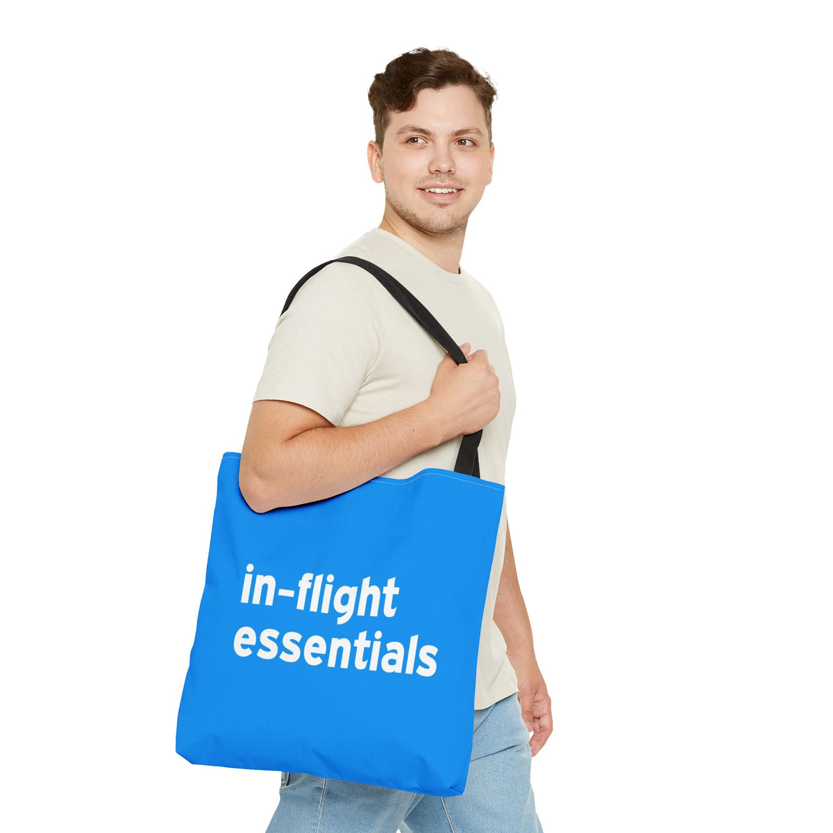 In Flight Essentials Tote Bag — Printed Green Travel Tote