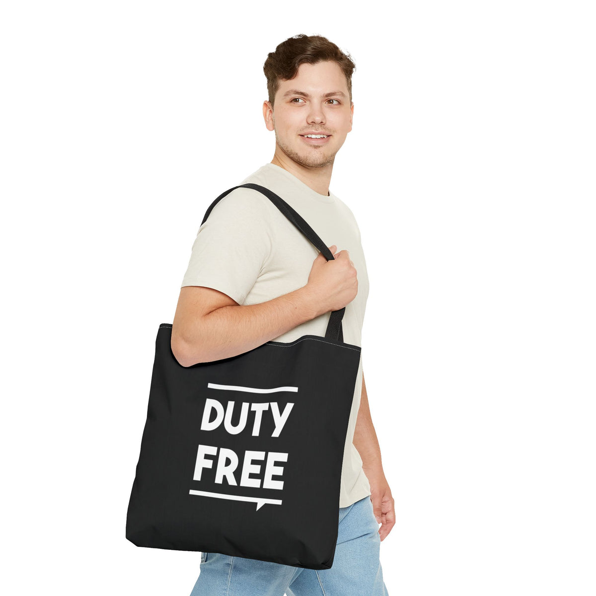 Duty Free Tote Bag — Printed Green Travel Tote