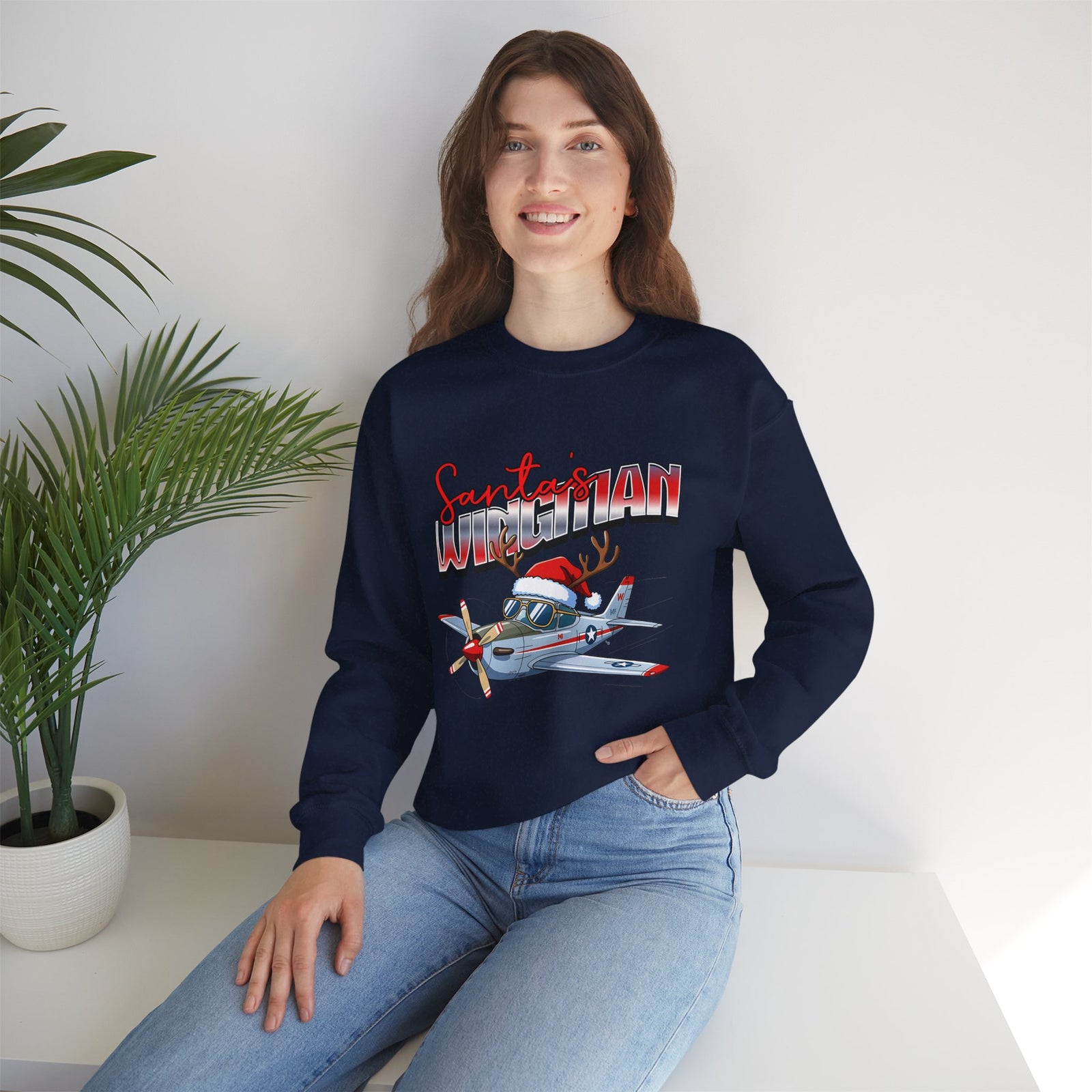 Santa’s wingman Crewneck Sweatshirt - Travel Inspiring Cozy Apparel
